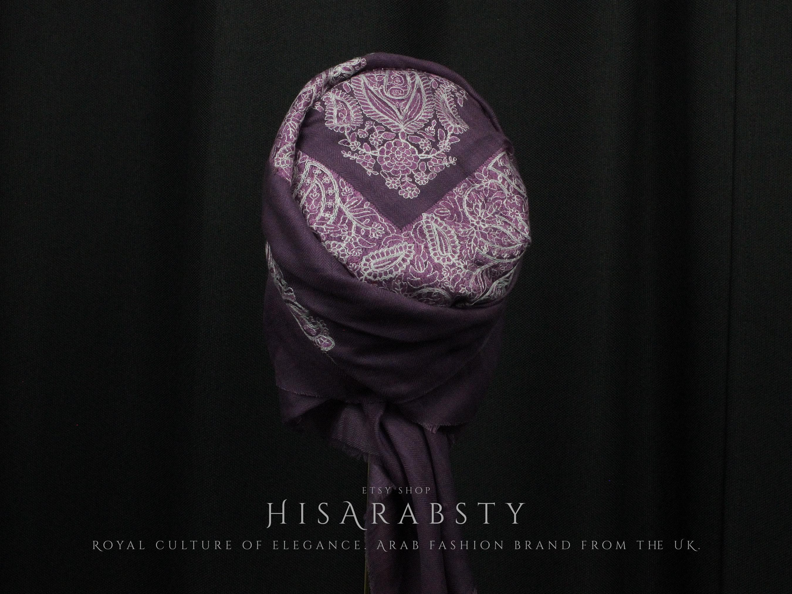 Ready To Wear Purple Traditional Yemeni Embroidered Imamah Shemagh Adjustable Perfect For Men & Children Unique Scarf Easy To Wear AR927 - image 3