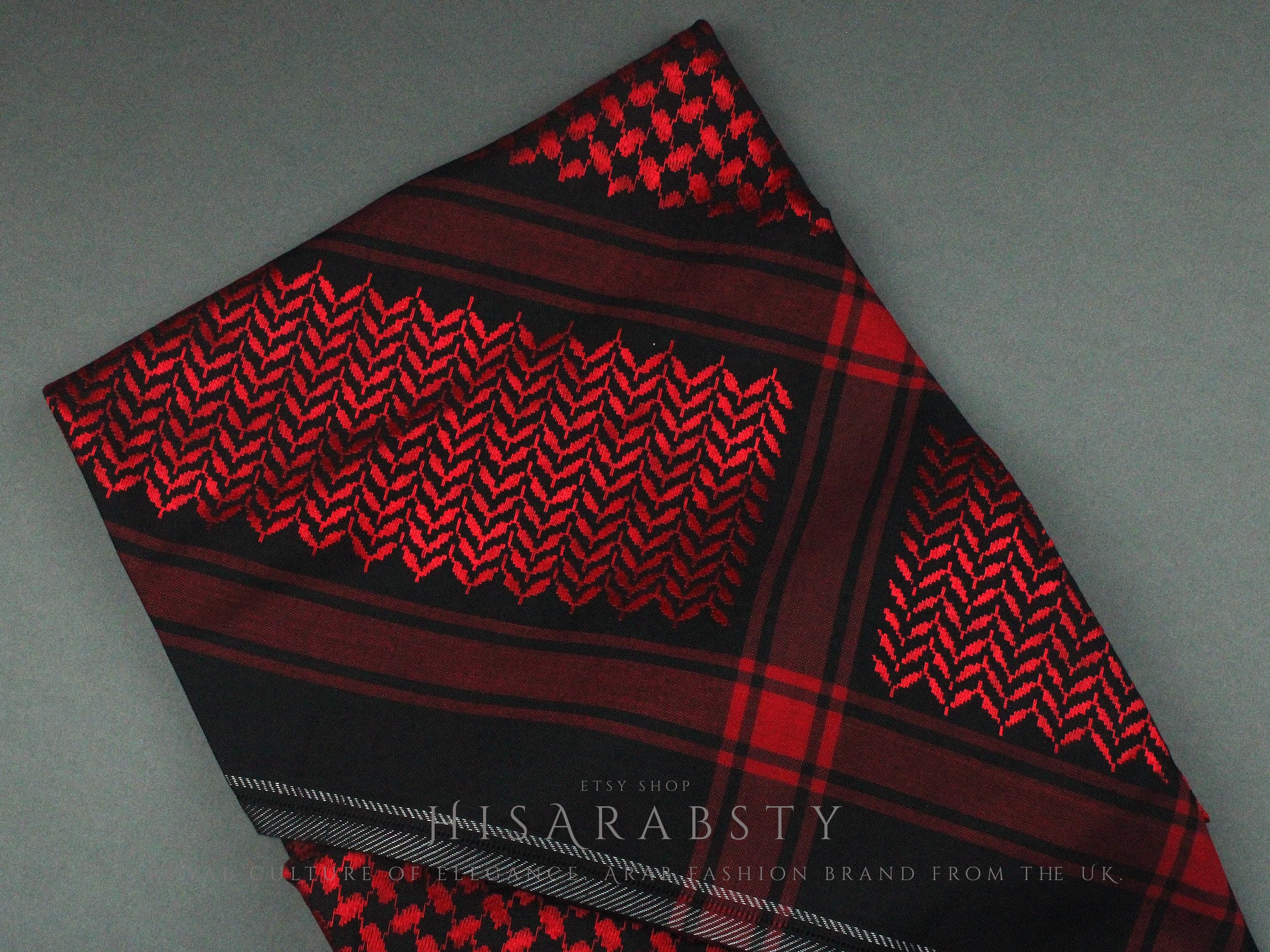 Rare Premium Shemagh Black and Red Keffiyeh Original Arabian Scarf Saudi Arabian Imamah Islamic Arabic Attire Ghutra Outfit Cotton Soft AR29 - image 5