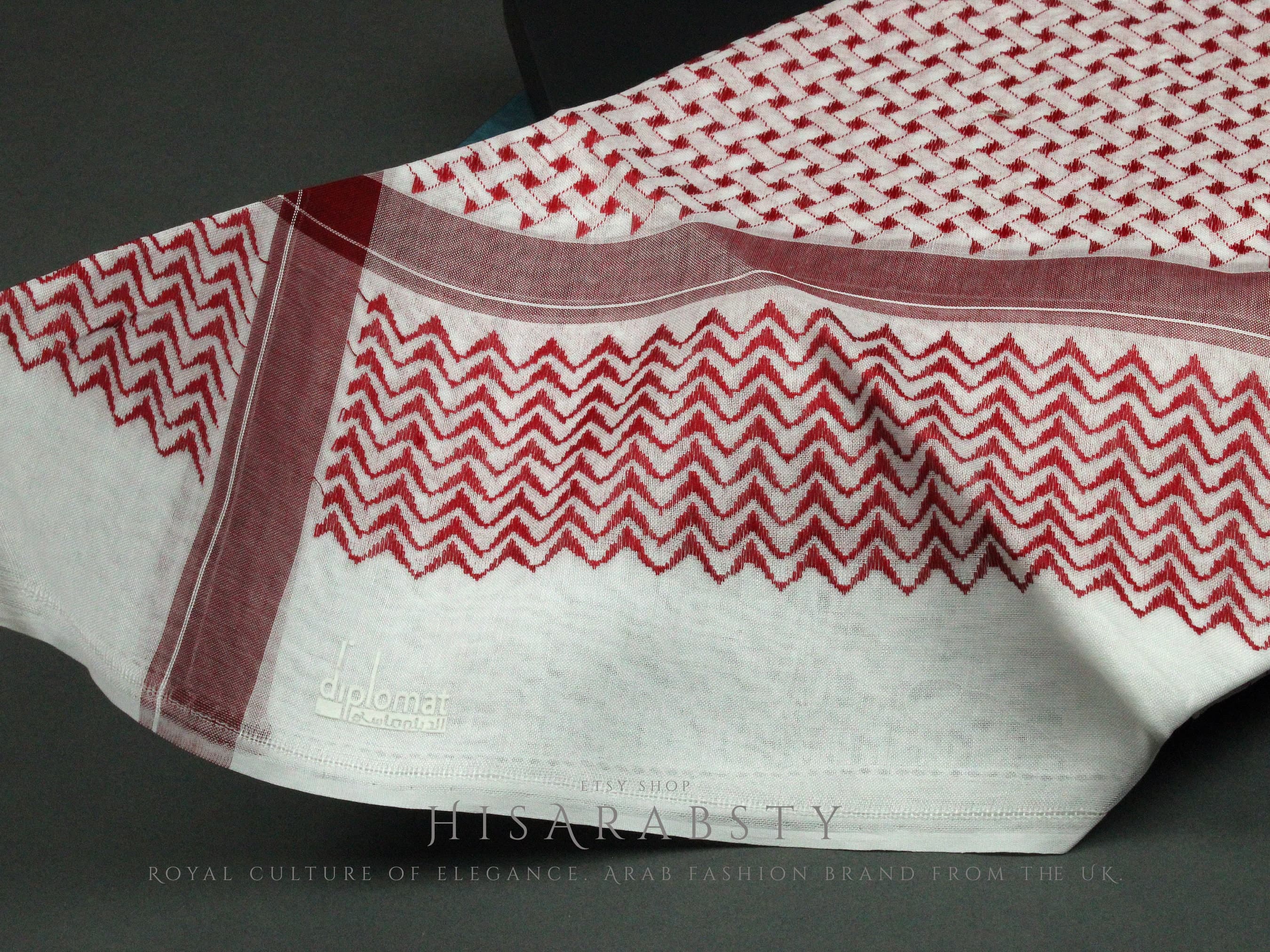 Rare Premium Red and White Shemagh Keffiyeh Original Arab Scarf Saudi Arabian Imamah Islamic Arabic Attire Unique Ghutra Outfit Soft AR40 - image 3