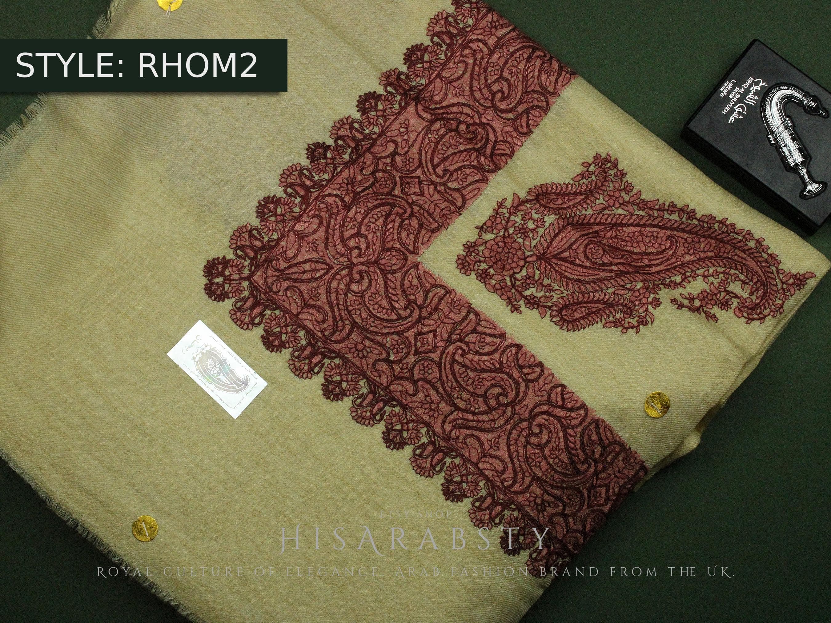 Traditional Cream Colour Royal Omani Massar Embroidered Scarf Amazing Keffiyeh Imamah Ghutra Arab Men Unique Scarves Perfect Gift Eid Wear - image 4