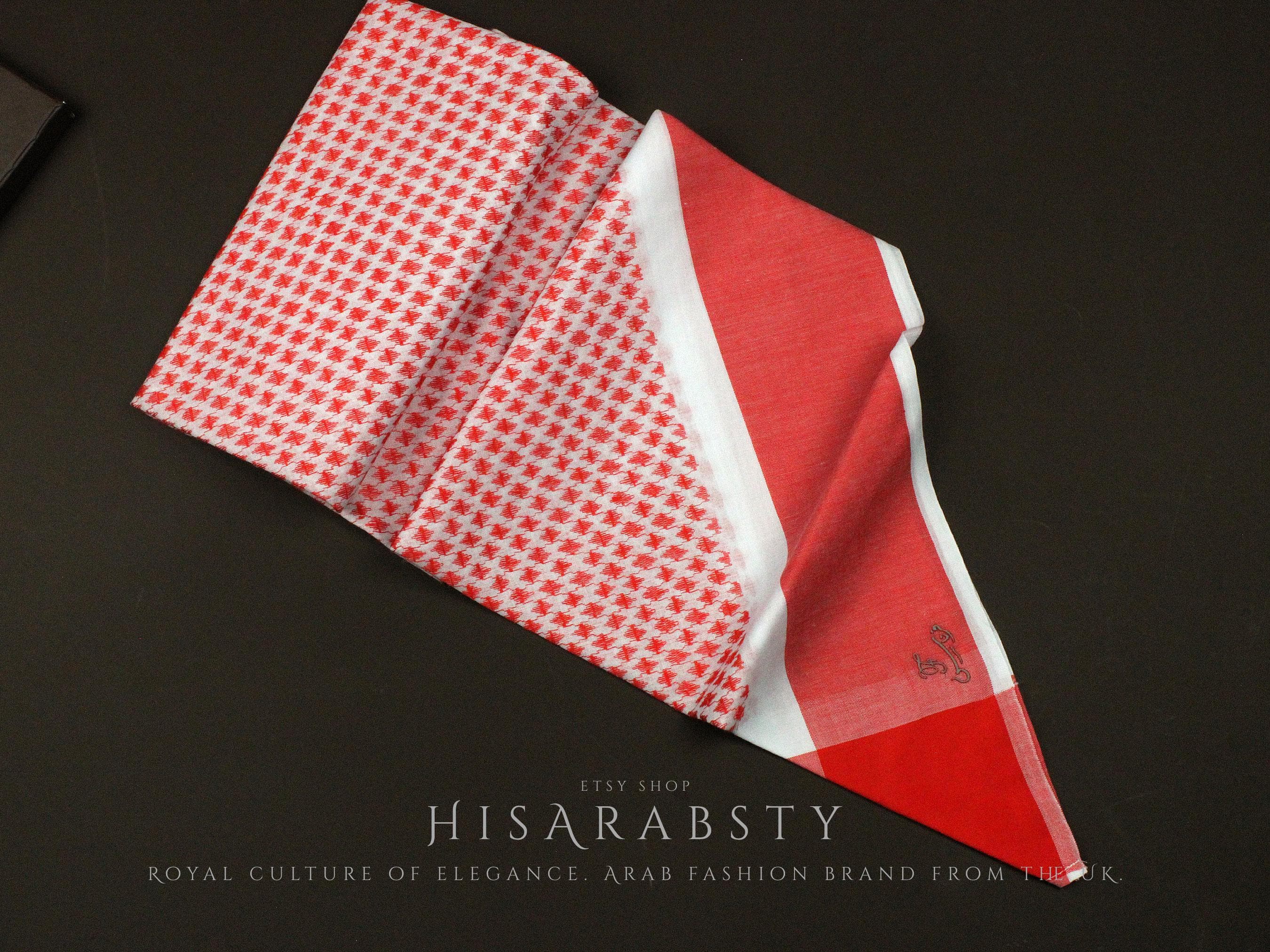 Unique Superior Quality Shemagh White and Red Keffiyeh Original Arabian Scarf Saudi Arabian Imamah Islamic Arabi Attire Ghutra Outfit Soft - image 5