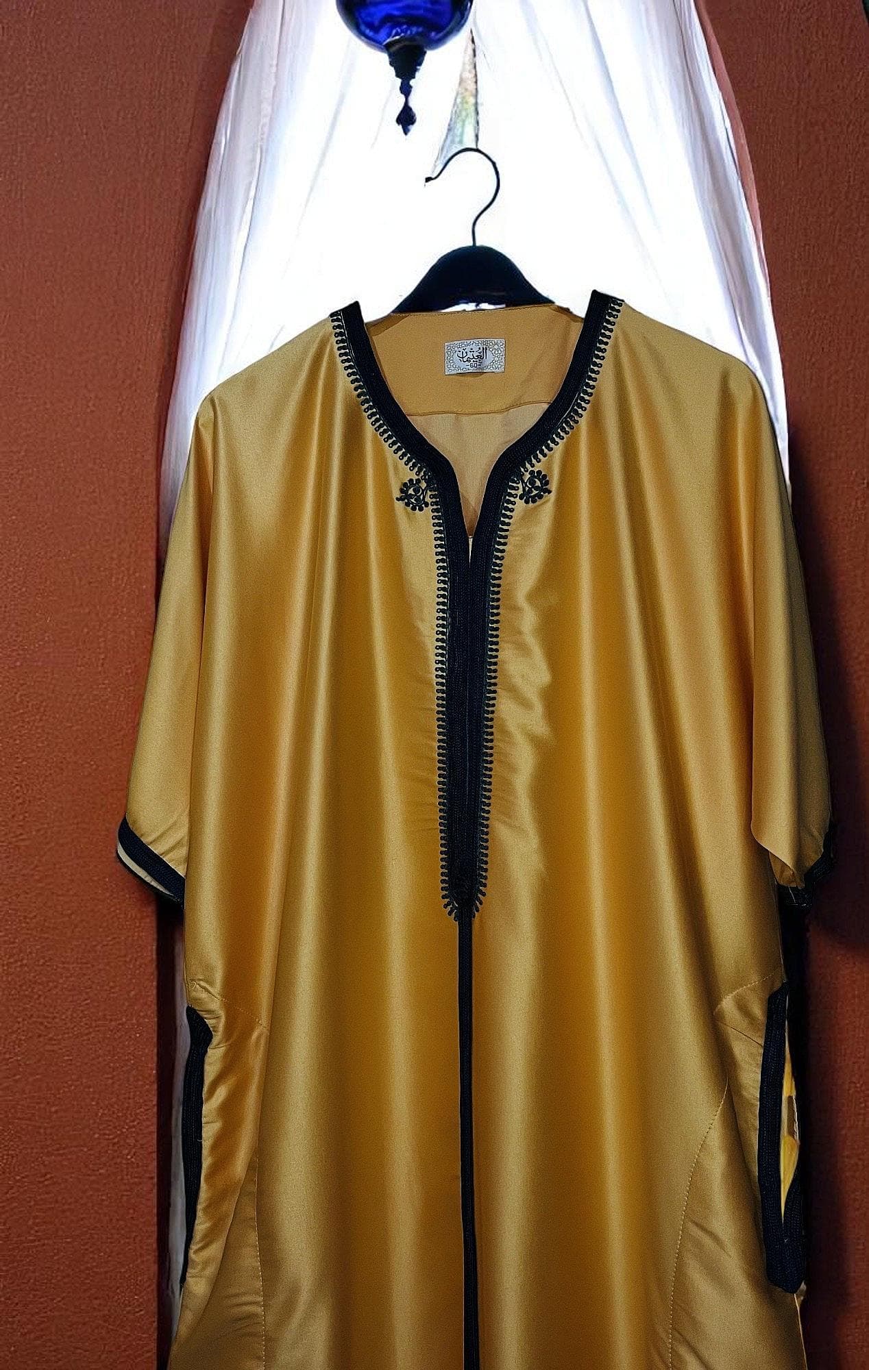 Orange and Blue Moroccan Comfortable Kandora Djellaba Thobe Soft Elegant Perfect for Everyday Wear MR09 - image 3