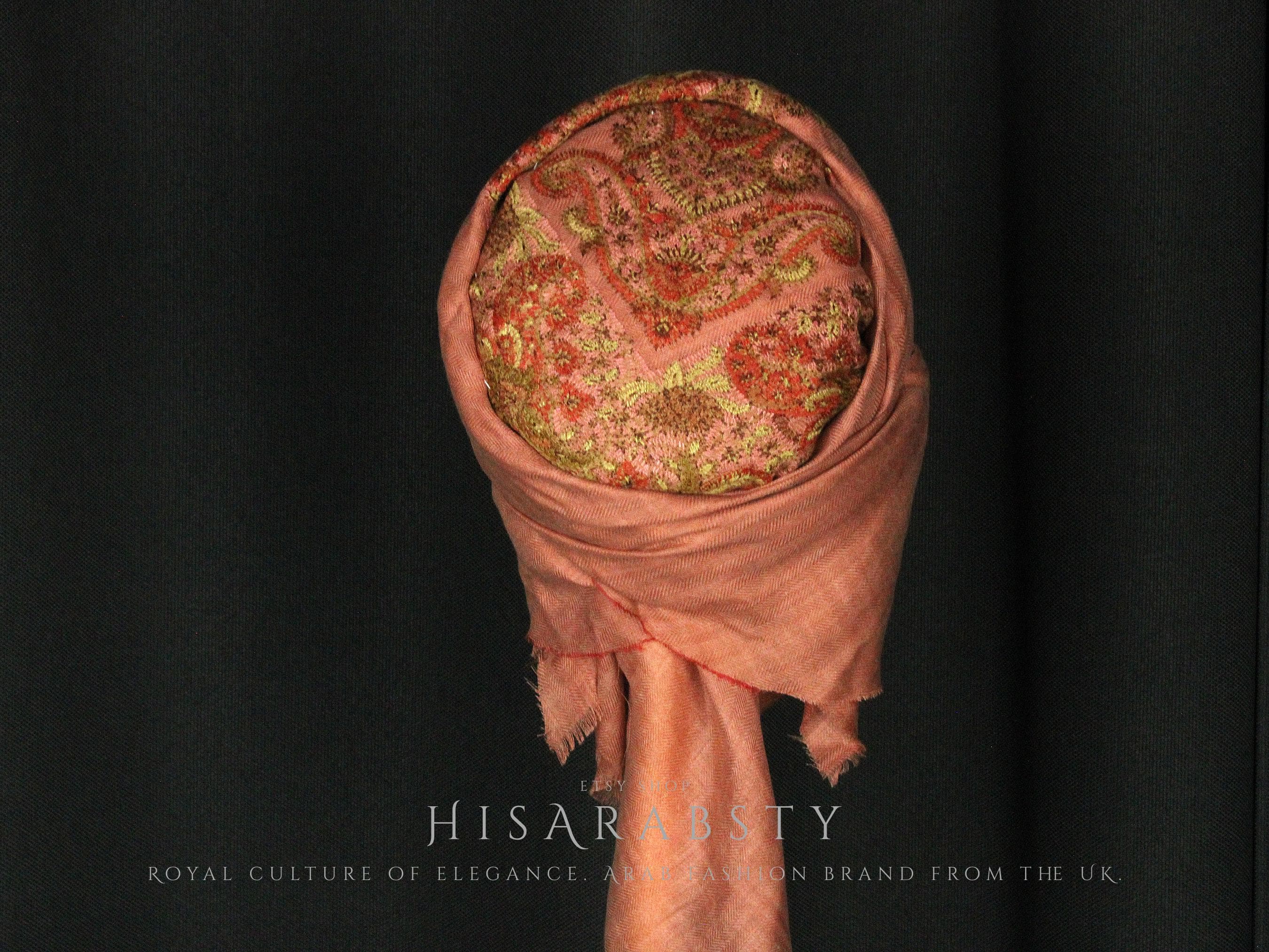 Ready To Wear Traditional Yemeni Embroidered Imamah Shemagh Adjustable Perfect For Men & Children Arab Unique Scarf Easy To Wear AR120 - image 4