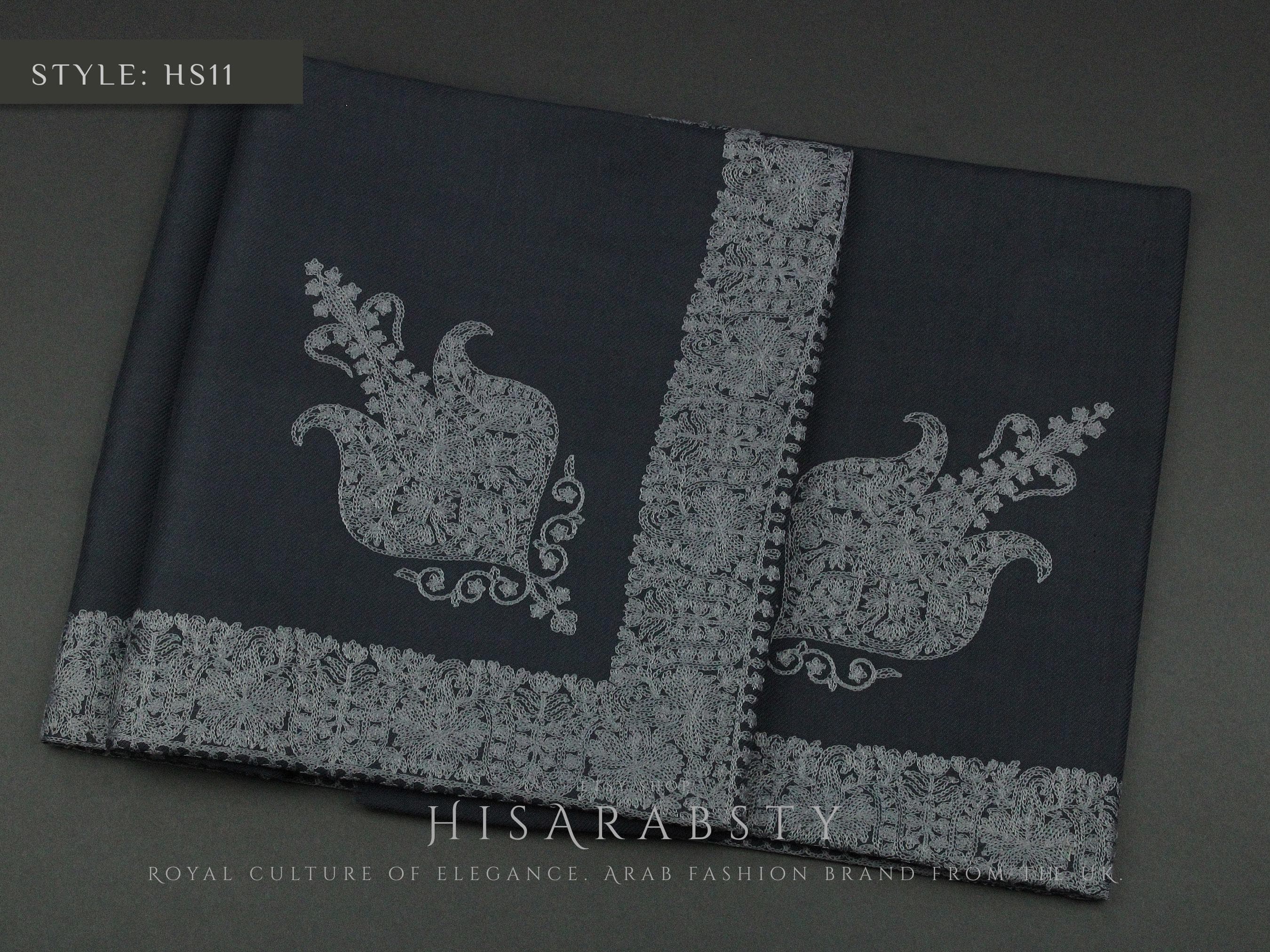 Rare Charcoal Colour Authentic Yemeni Shemagh Embroidered Scarf Amazing Keffiyeh Imamah Turban Outfit Islamic Attire Gift Ghutra Headwear
