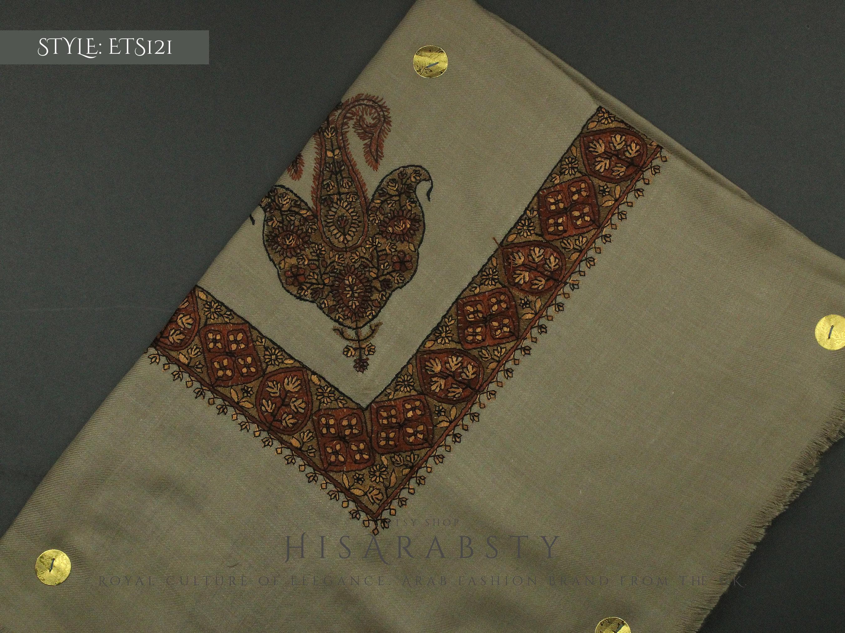 Rare Olive Stone Colour Authentic Yemeni Shemagh Embroidered Scarf Amazing Keffiyeh Imamah Turban Outfit Islamic Attire Gift Ghutra Headwear - image 3