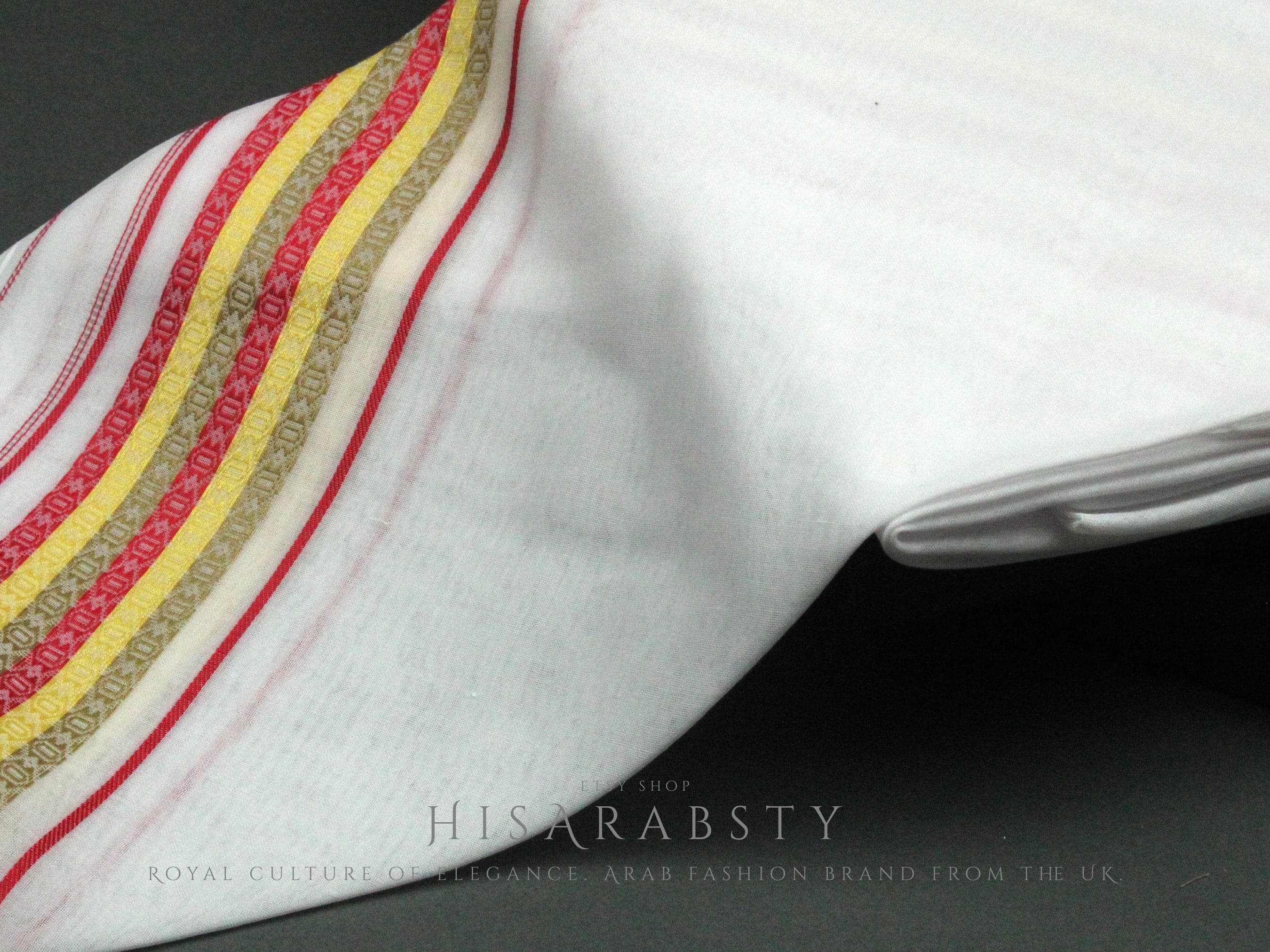 Premium White Embroidered Emirati Qatari Ghutra Authentic Scarf Rare Shemagh Soft Keffiyeh Imamah Voile Yashmagh Fancy Headware Arabian AR37 - image 4