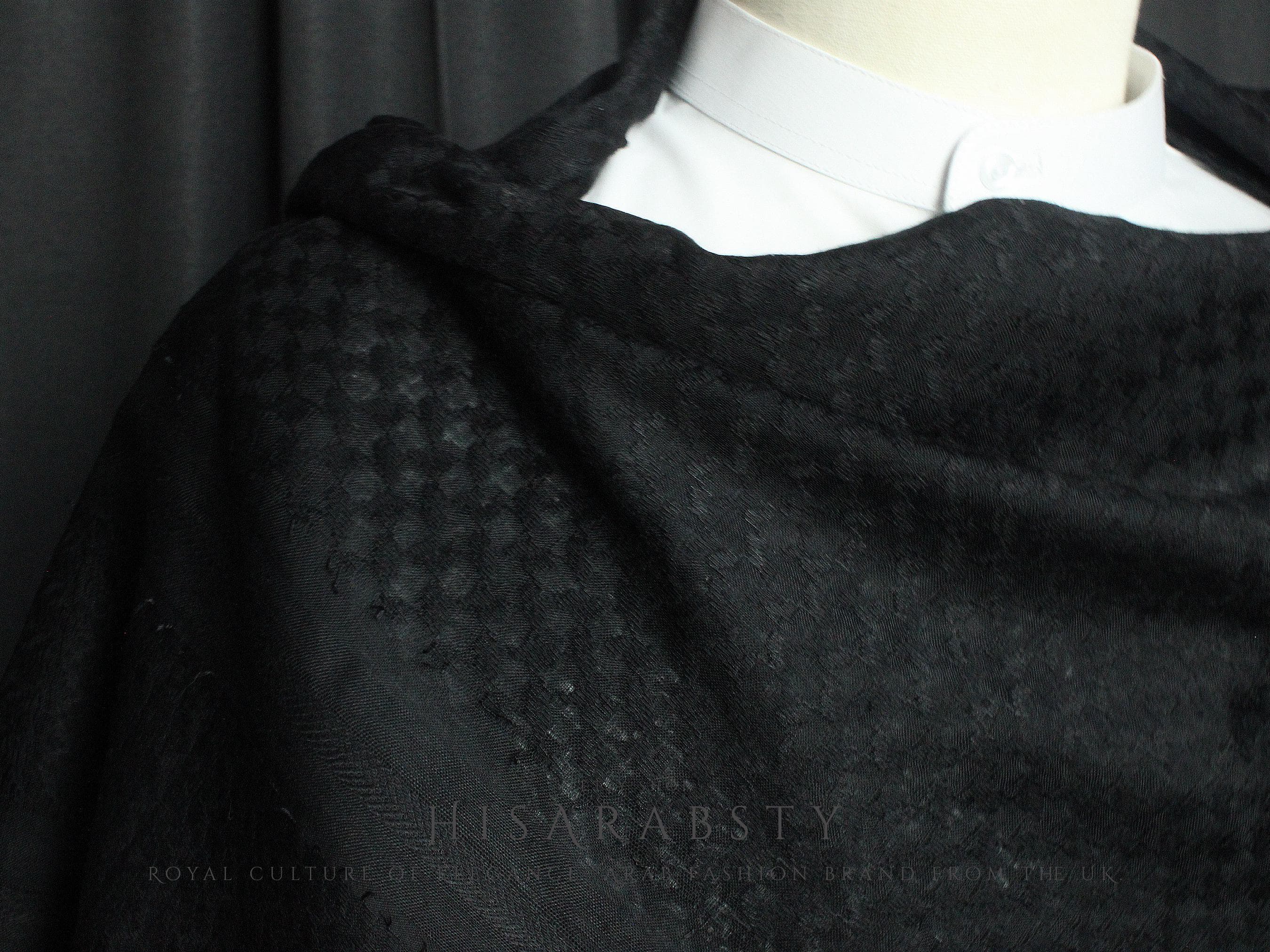 Full Black Shemagh Original Arabian Scarf Saudi Arabian Imamah Islamic Arabic Attire Ghutra Arab Outfit Soft Everyday Use XB01 - image 4