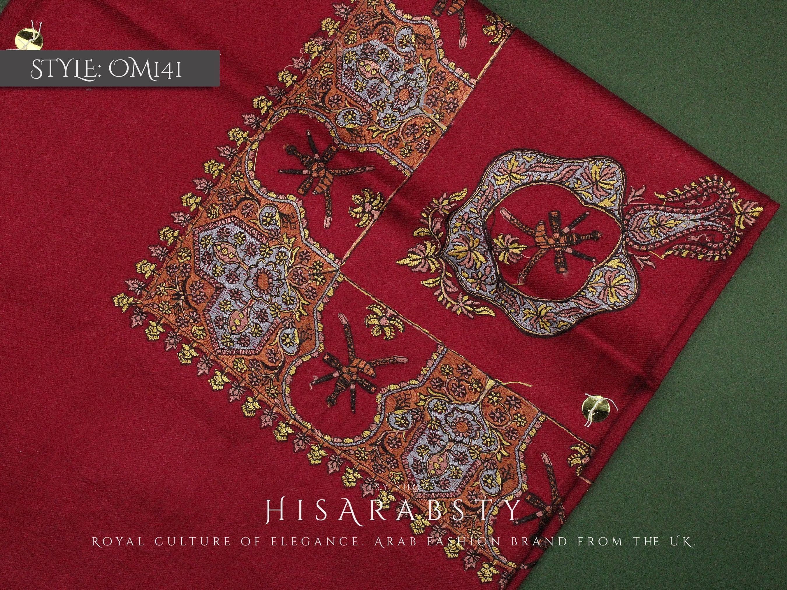 Rare Red Colour National Omani Massar Embroidered Authentic Scarf Amazing Keffiyeh Imamah Ghutra Arab Men Unique Scarves Perfect Gift - image 3