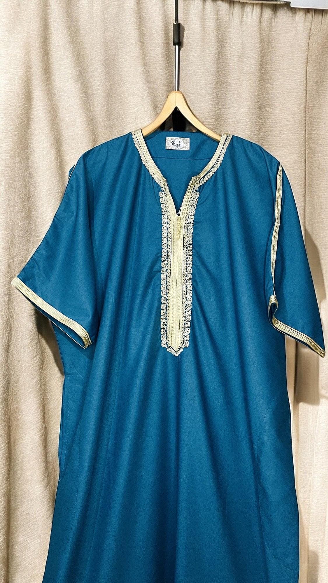 Blue and Gold Moroccan Comfortable Kandora Djellaba Thobe Soft Elegant Perfect for Everyday Wear MR10 - image 3