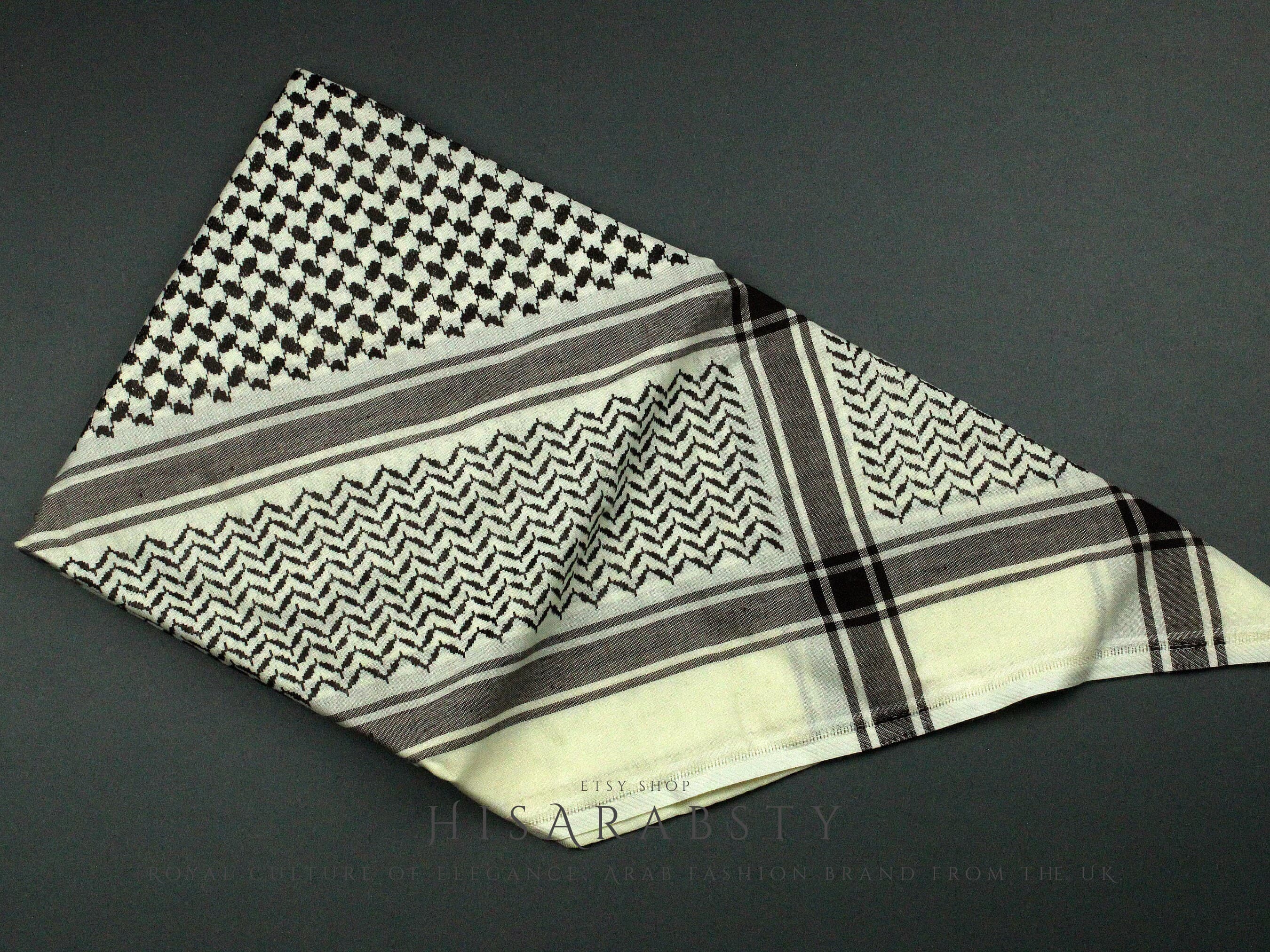 Rare Premium Shemagh Cream and Brown Keffiyeh Original Arabic Scarf Saudi Arabian Imamah Islamic Arab Attire Ghutra Outfit Cotton Soft AR30 - image 3