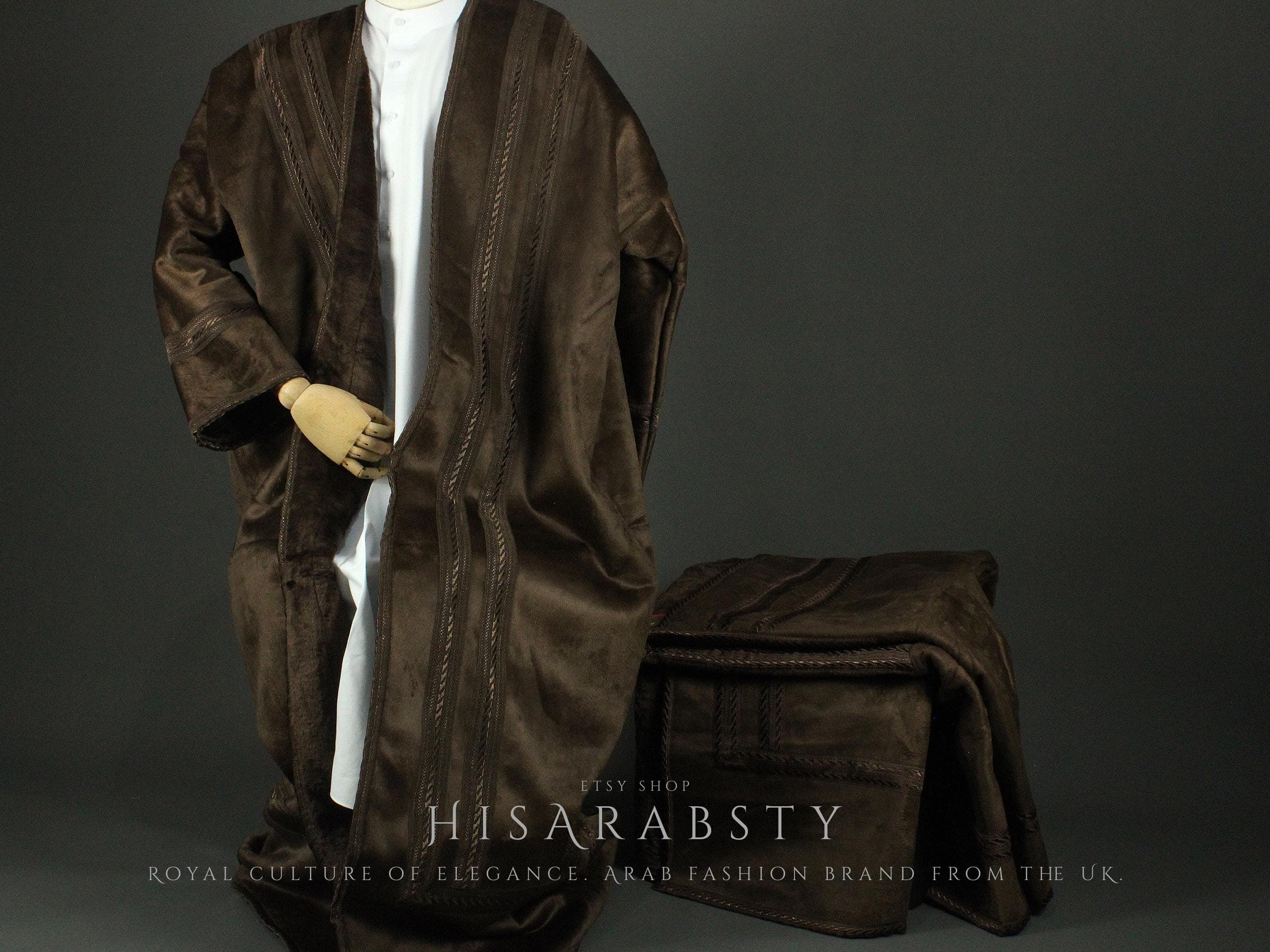 Dark Brown Colour Farwa Bisht Cozy Arabian Coat Fur Lined Warm Winter Coat Arabic Abaya Quality Arab Attire Perfect For Winter - image 4