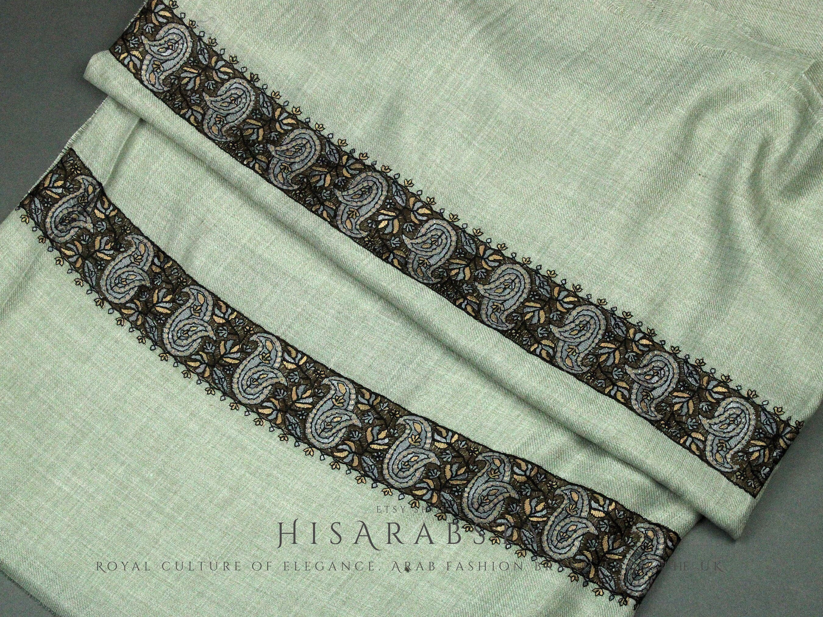 Rare Grey Authentic Yemeni Shemagh Embroidered Scarf Amazing Keffiyeh Imamah Turban Eid Outfit Islamic Attire Gift Ghutra Headwear AR101 - image 4
