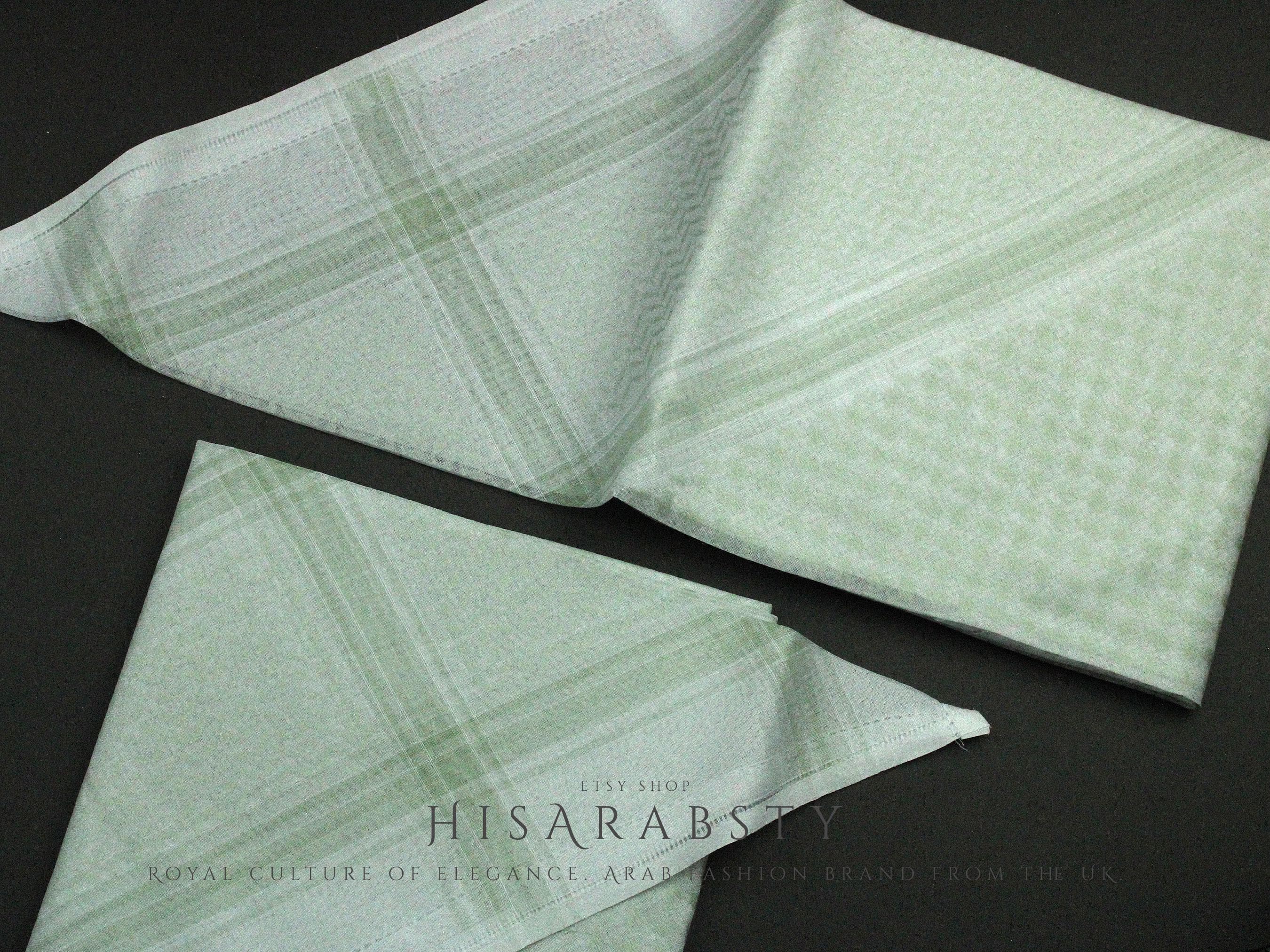 Rare Premium Mint Green and White Saudi Shemagh Classic Scarf Super Soft LightWeight Easy To Wear Keffiyeh Imamah Ghutra MT2 - image 3