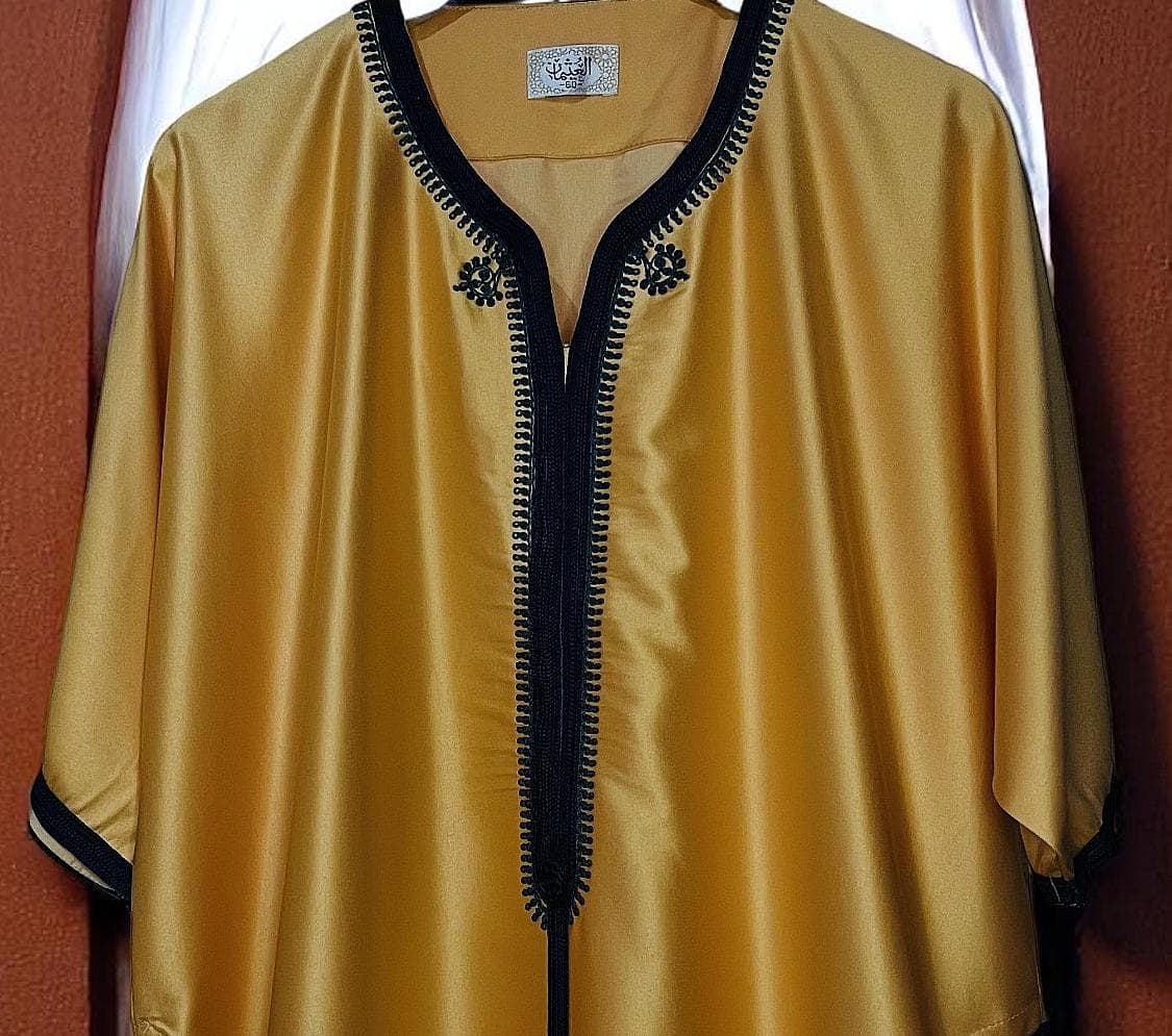 Orange and Blue Moroccan Comfortable Kandora Djellaba Thobe Soft Elegant Perfect for Everyday Wear MR09