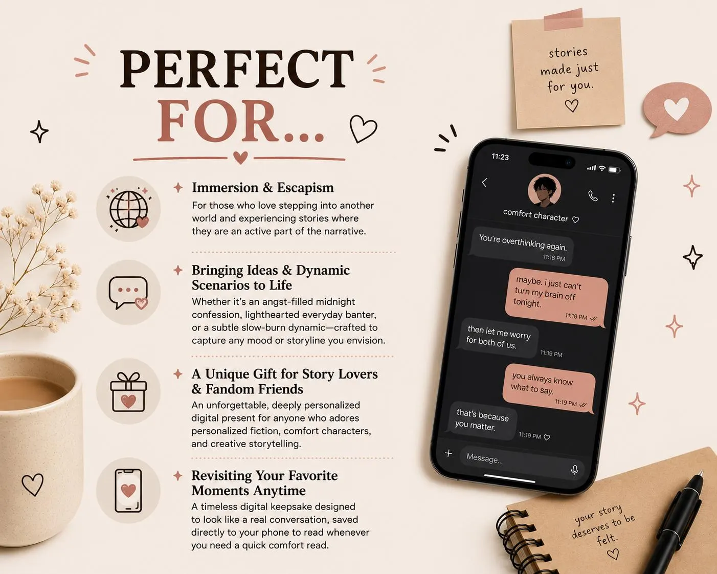 Personalized Text Message Story | Comfort Character Chat (Digital Gift) - image 5