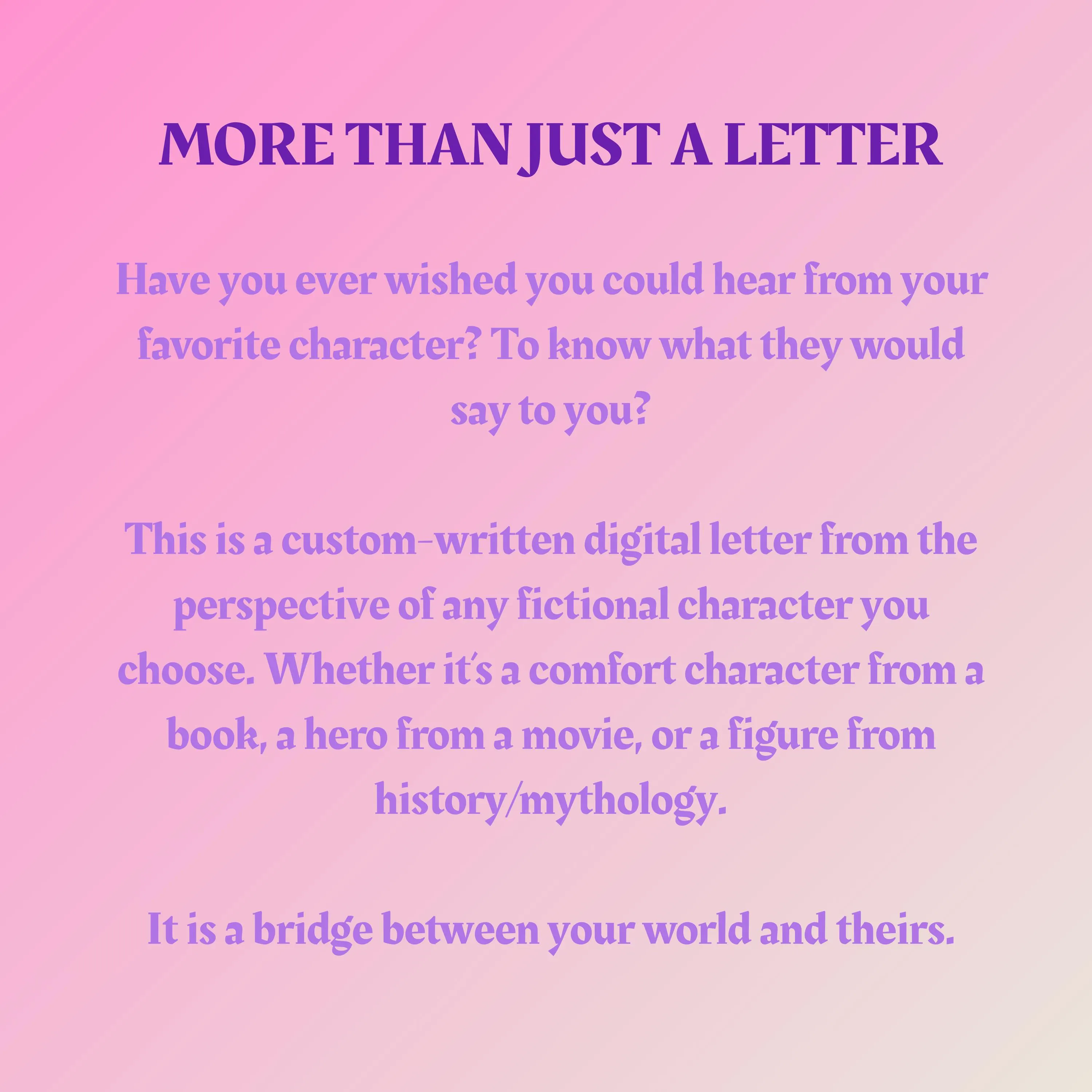 Custom Comfort Character Letter, Personalized Fictional Letter, Digital Download PDF - image 5
