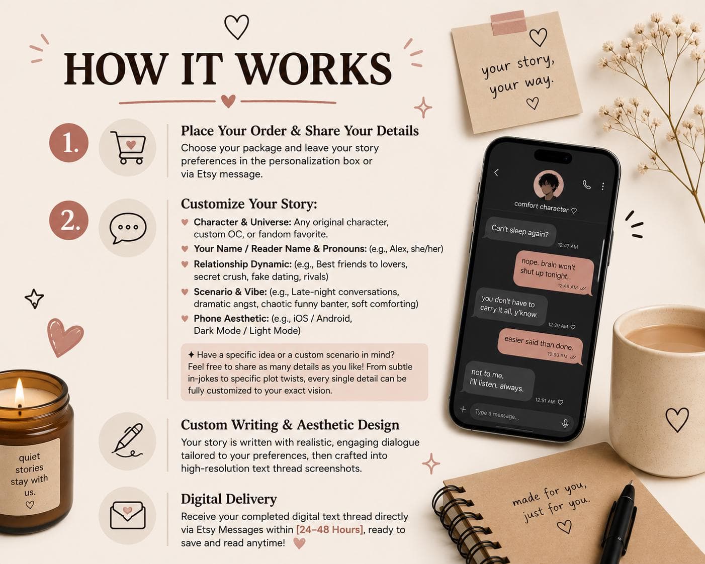Personalized Text Message Story | Comfort Character Chat (Digital Gift) - image 3