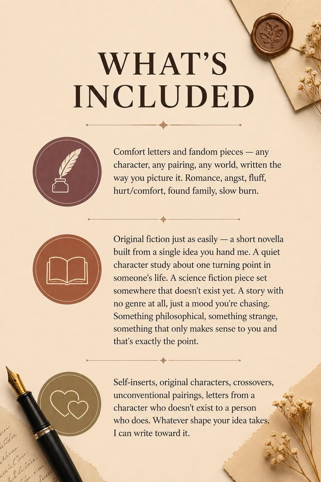 Custom Story Writing Commission, Personalized Fanfiction, 250 Words (Digital PDF) - image 3