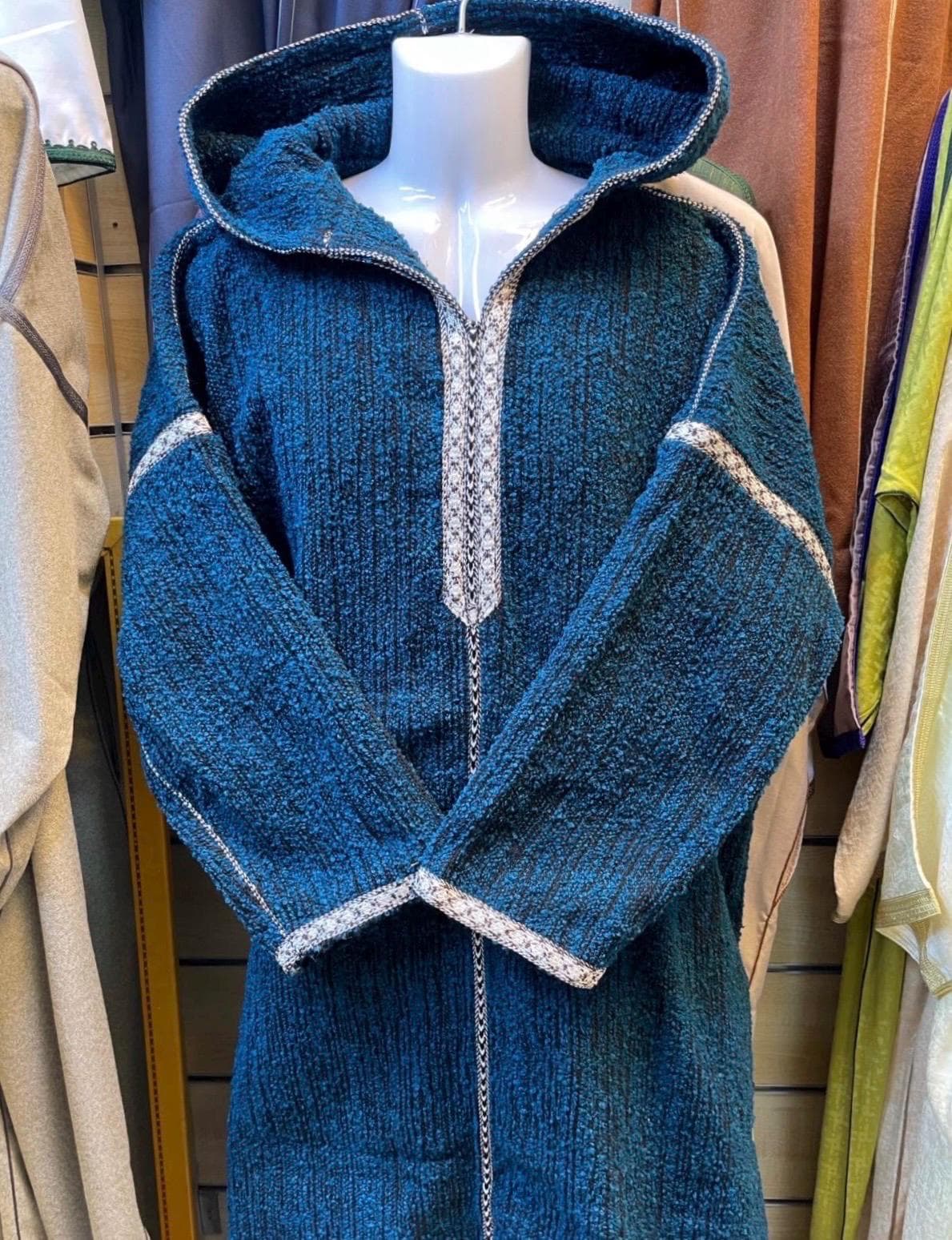 Handwoven Wool Jelaba with Hood | Traditional Moroccan Berber Winter Thobe | Unisex Thick Texture Djellaba | Ethnic Tassel Robe - image 3