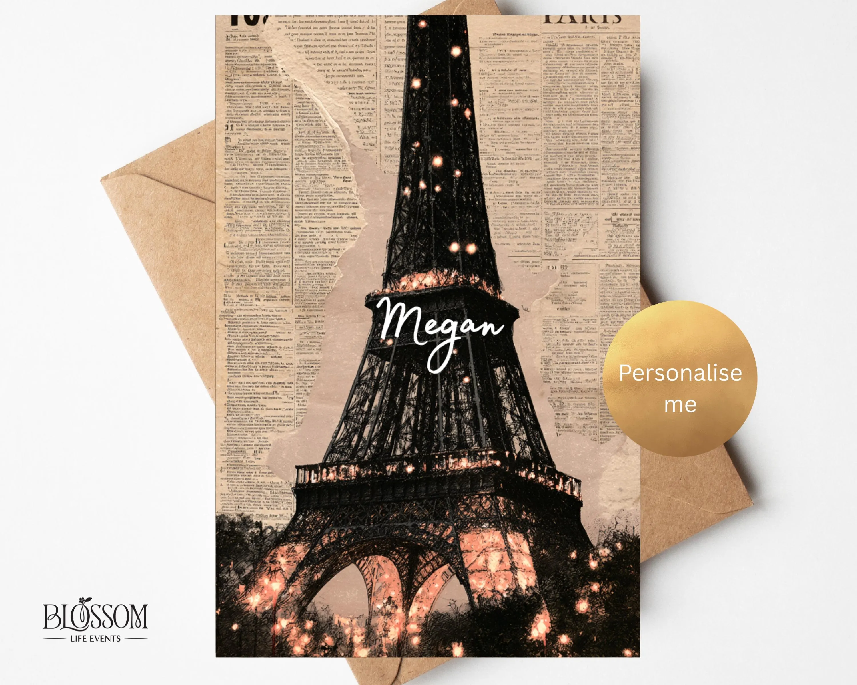 Eiffel Tower Christmas Card | Paris France Xmas Greeting Card | Romantic French Winter Scene for Friend Family Travel Lover