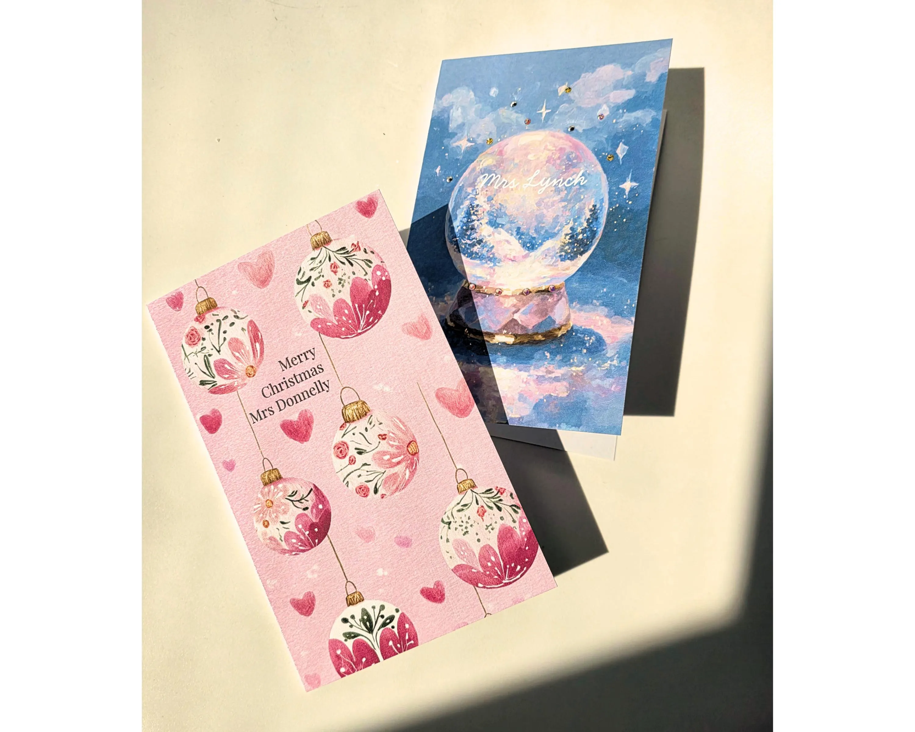Beautiful xmas card Personalised Winter Scene Greeting (Smooth, Linen, Hammered) Nollaig Shona - image 3