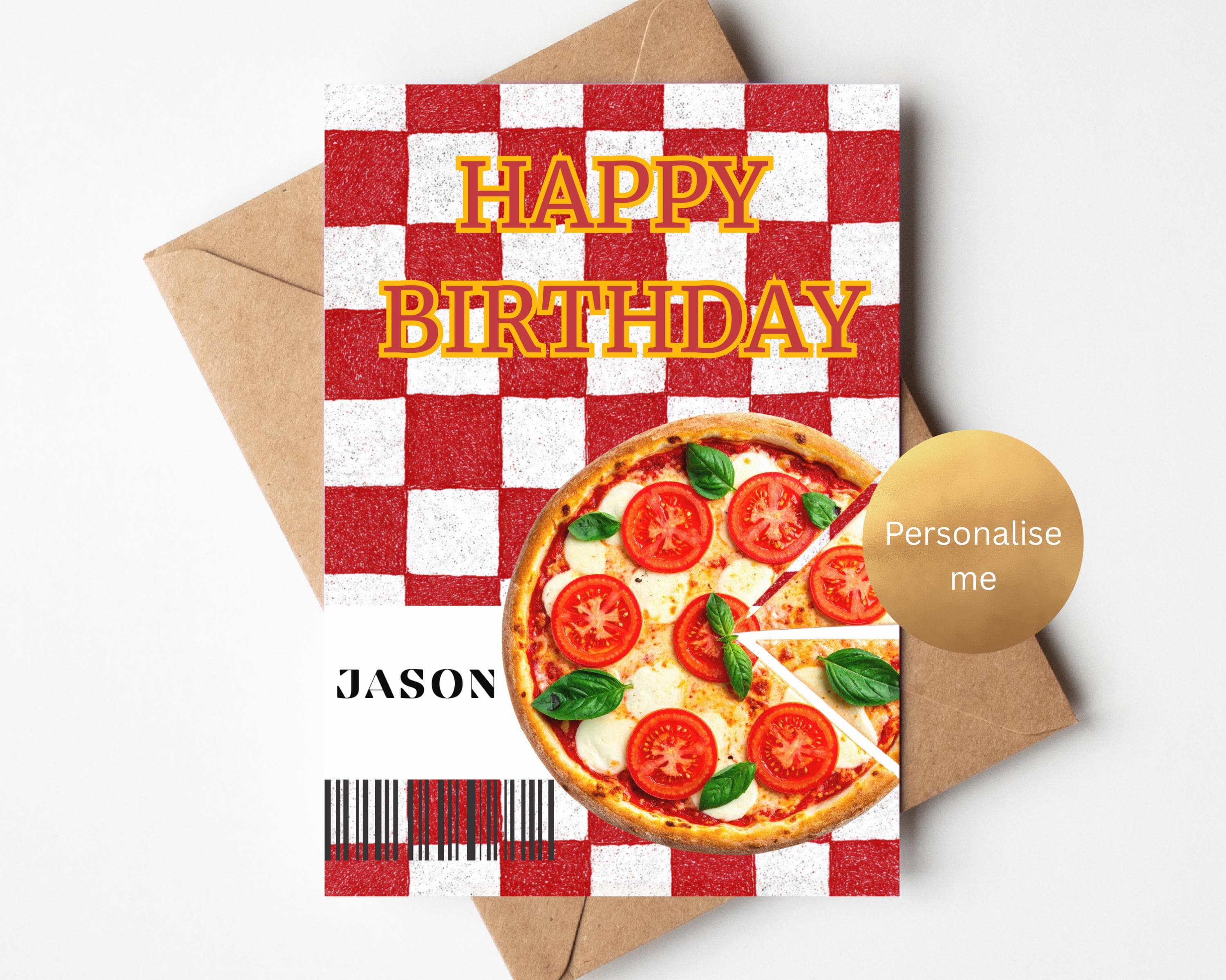 Pizza Birthday Card for Him | Funny Birthday Card for Husband, Boyfriend, Brother | Pizza Lover Birthday Card