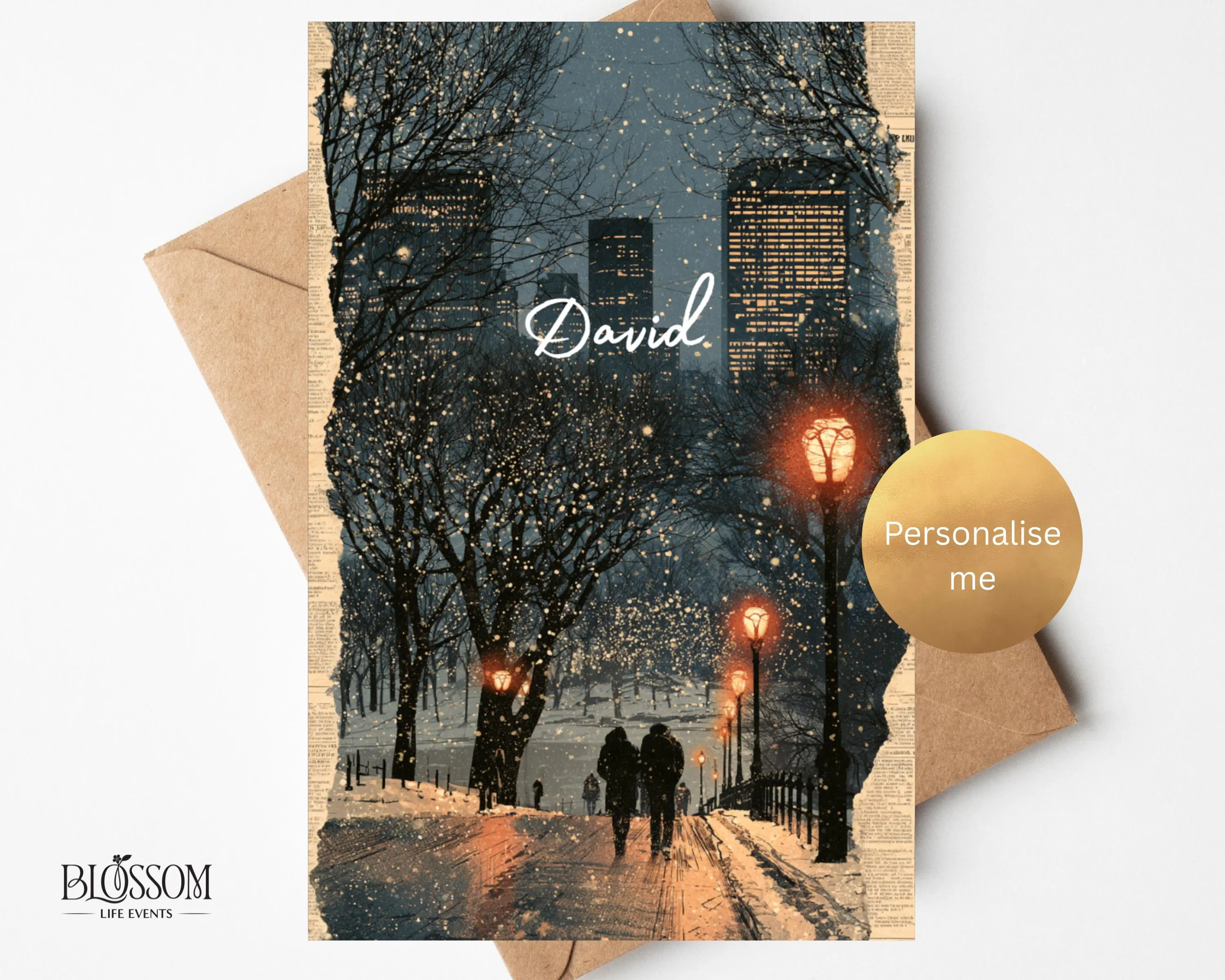 Central Park Christmas Card | New York City Winter Scene Xmas Card | NYC Snowy Landscape Greeting for Friend Family Travel Lover