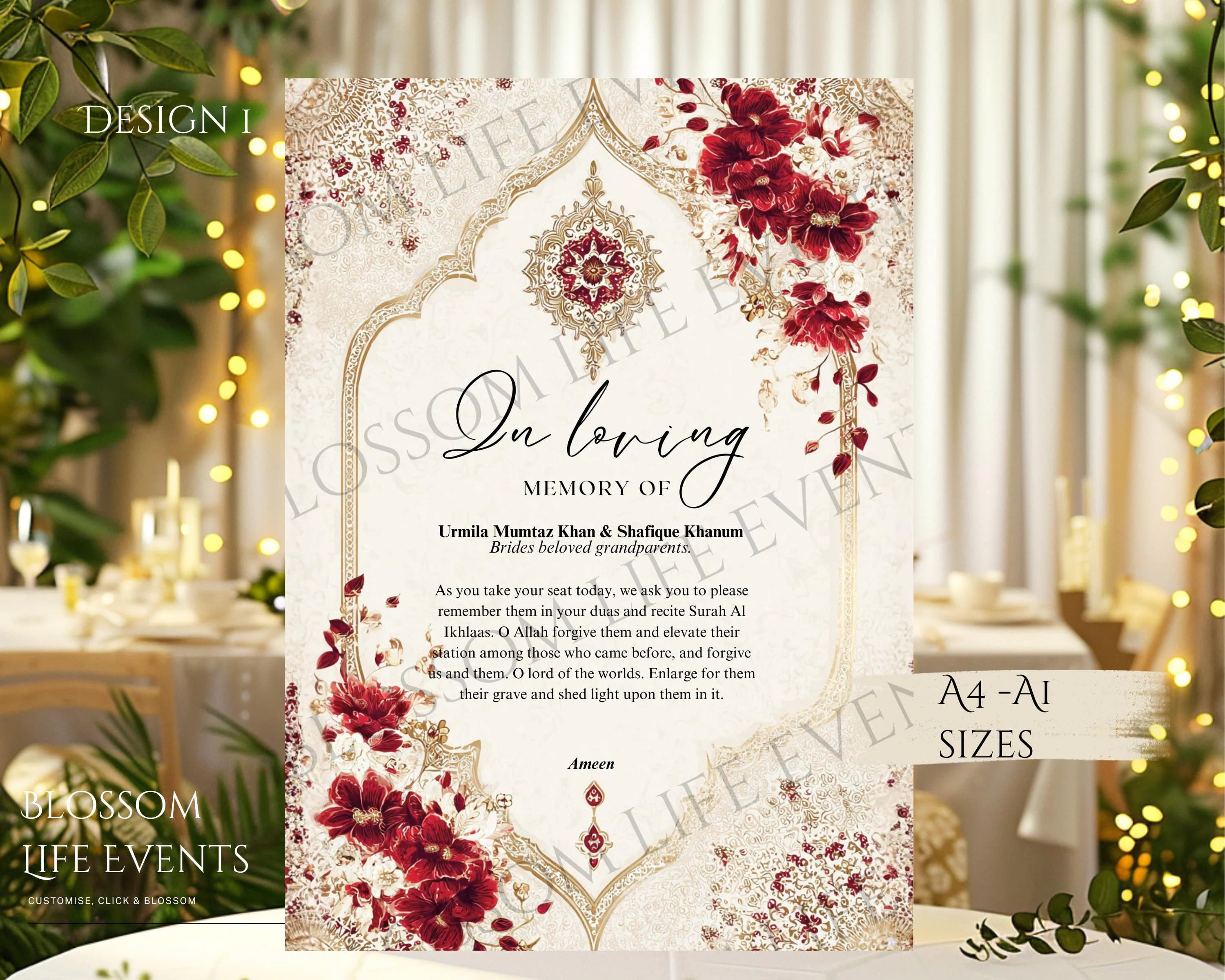 Wedding Memorial Sign | In Loving Memory Nikkah Board | Islamic Wedding Decor - image 3