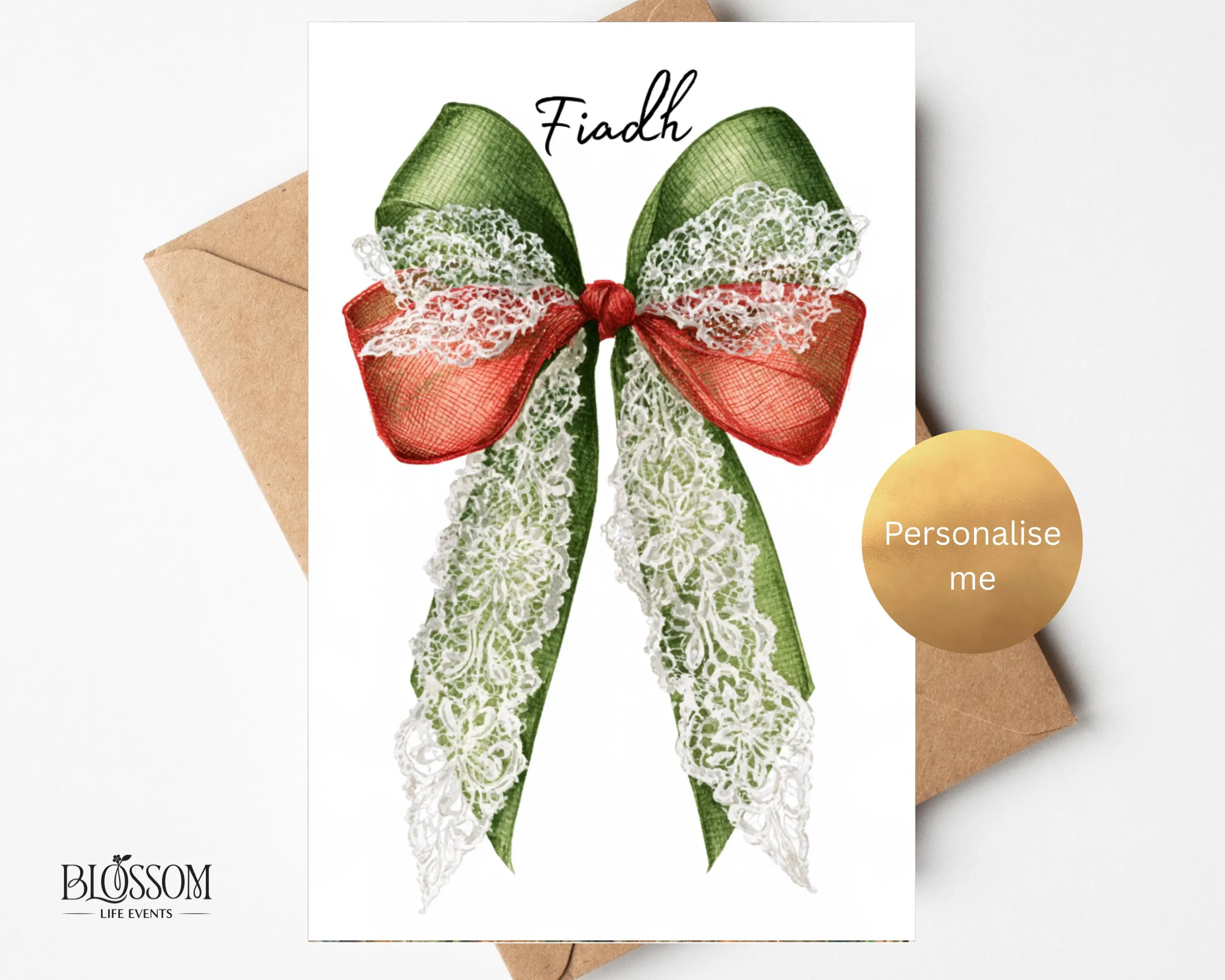 Beautiful xmas card Personalised Winter Scene Greeting (Smooth, Linen, Hammered) Nollaig Shona