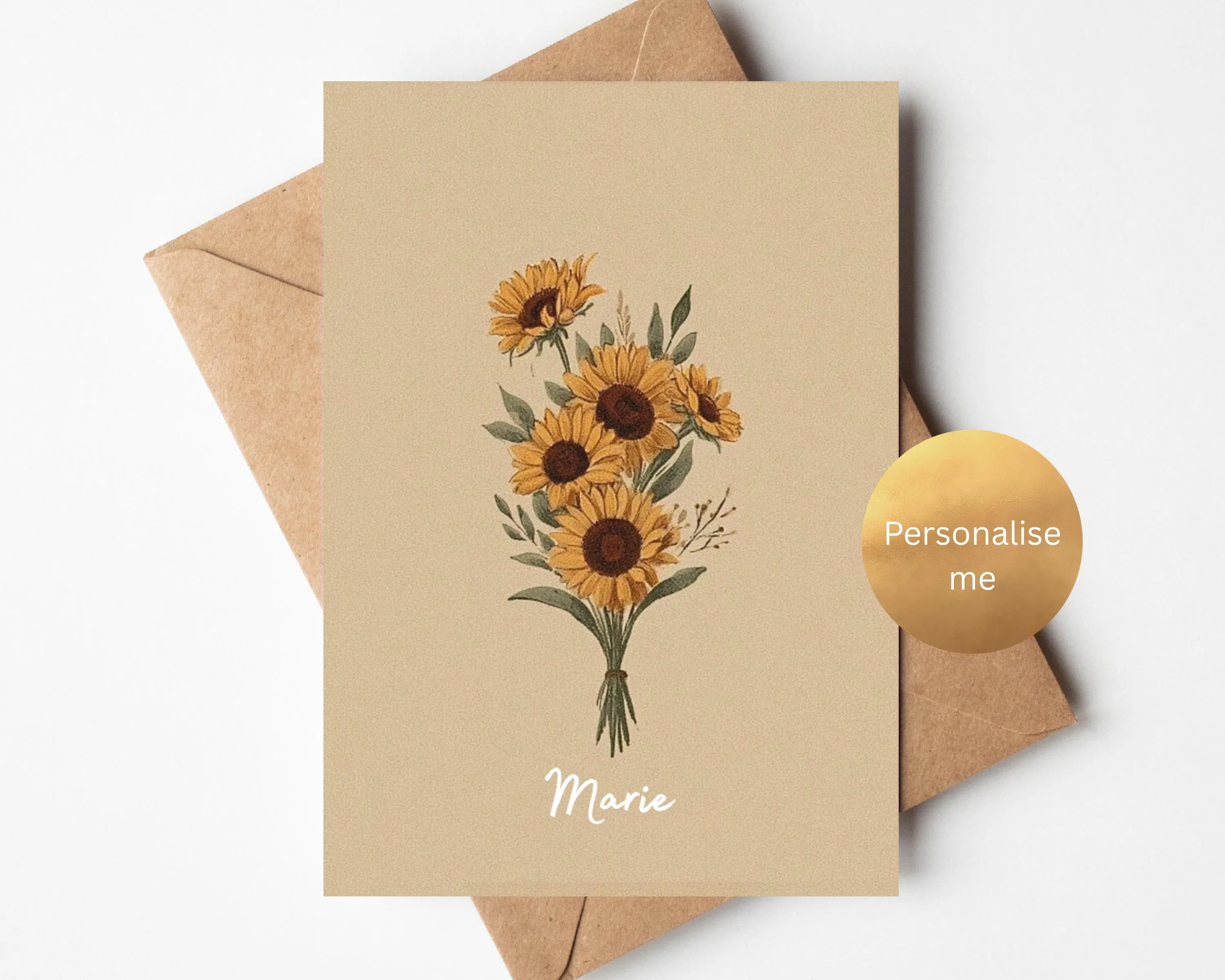 Sunflower Birthday Card | Luxury floral vintage Card for Her | Birthday Gift Card for Friend Sister Girlfriend | Textured Bday Card