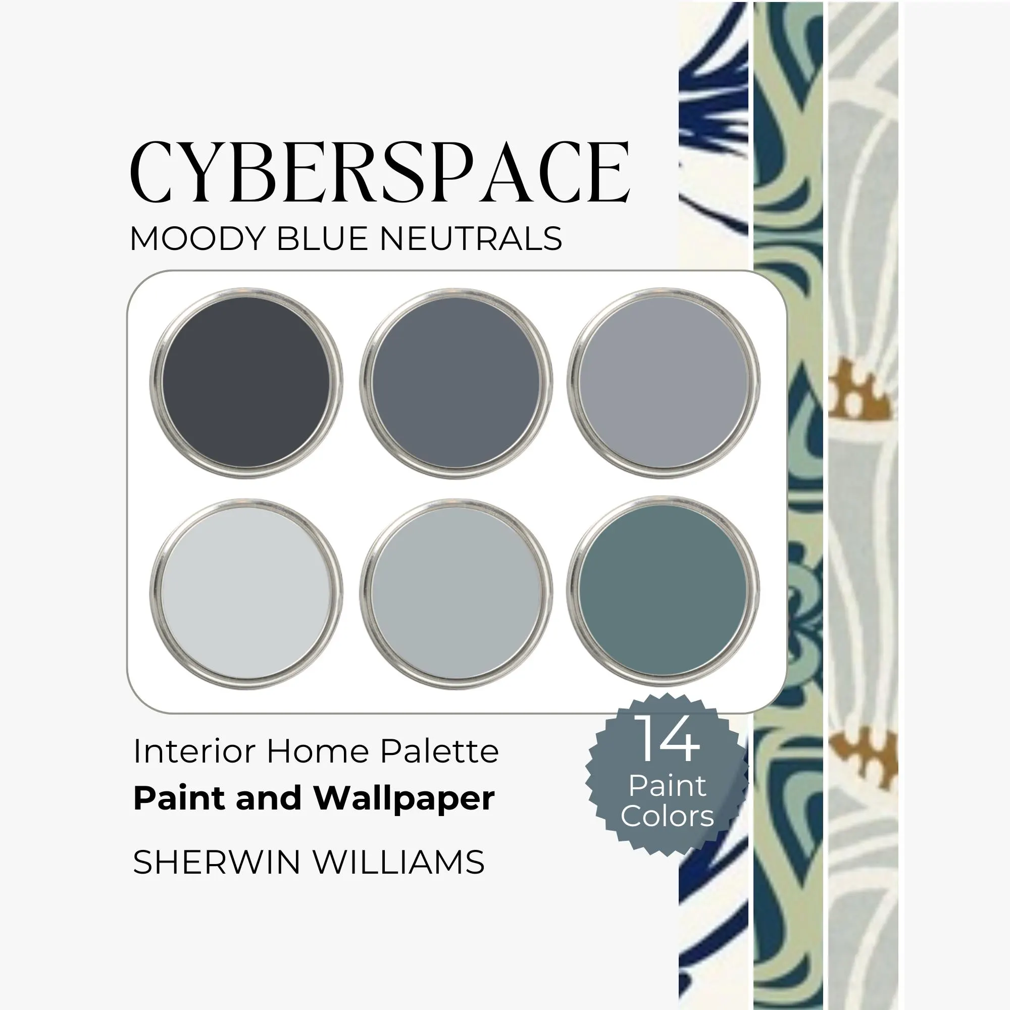 Sherwin Williams Cyberspace Paint Palette, Sherwin Williams Blue Color Palette, Blue Gray Paint Colors, Dark Blue Interior Paint Colors
