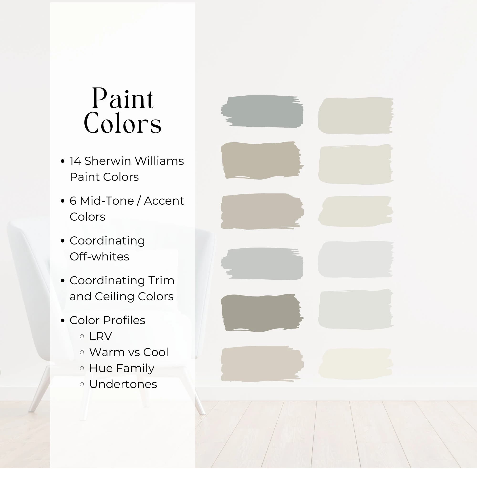 Sherwin Williams Drift of Mist Paint Palette, Sherwin Williams Greige Color Palette, Interior Paint Scheme, Coordinating Colors - image 3
