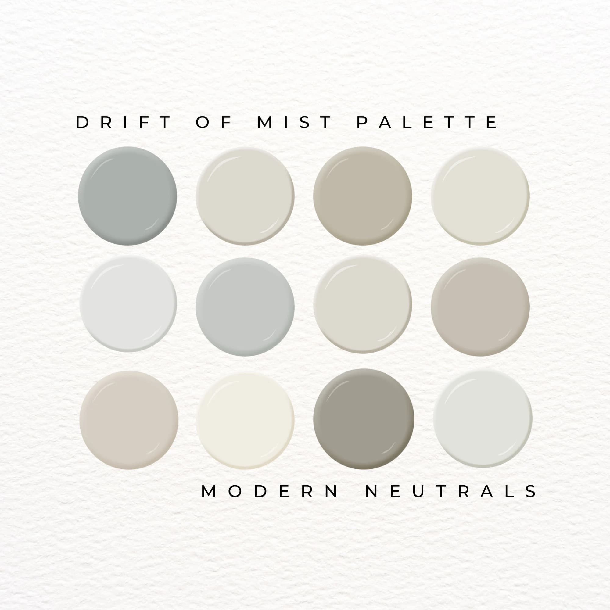 Sherwin Williams Drift of Mist Paint Palette, Sherwin Williams Greige Color Palette, Interior Paint Scheme, Drift of Mist Coordinating Colors, Neutral Gray Paint Colors Sherwin Williams, Light Gray Sherwin Williams