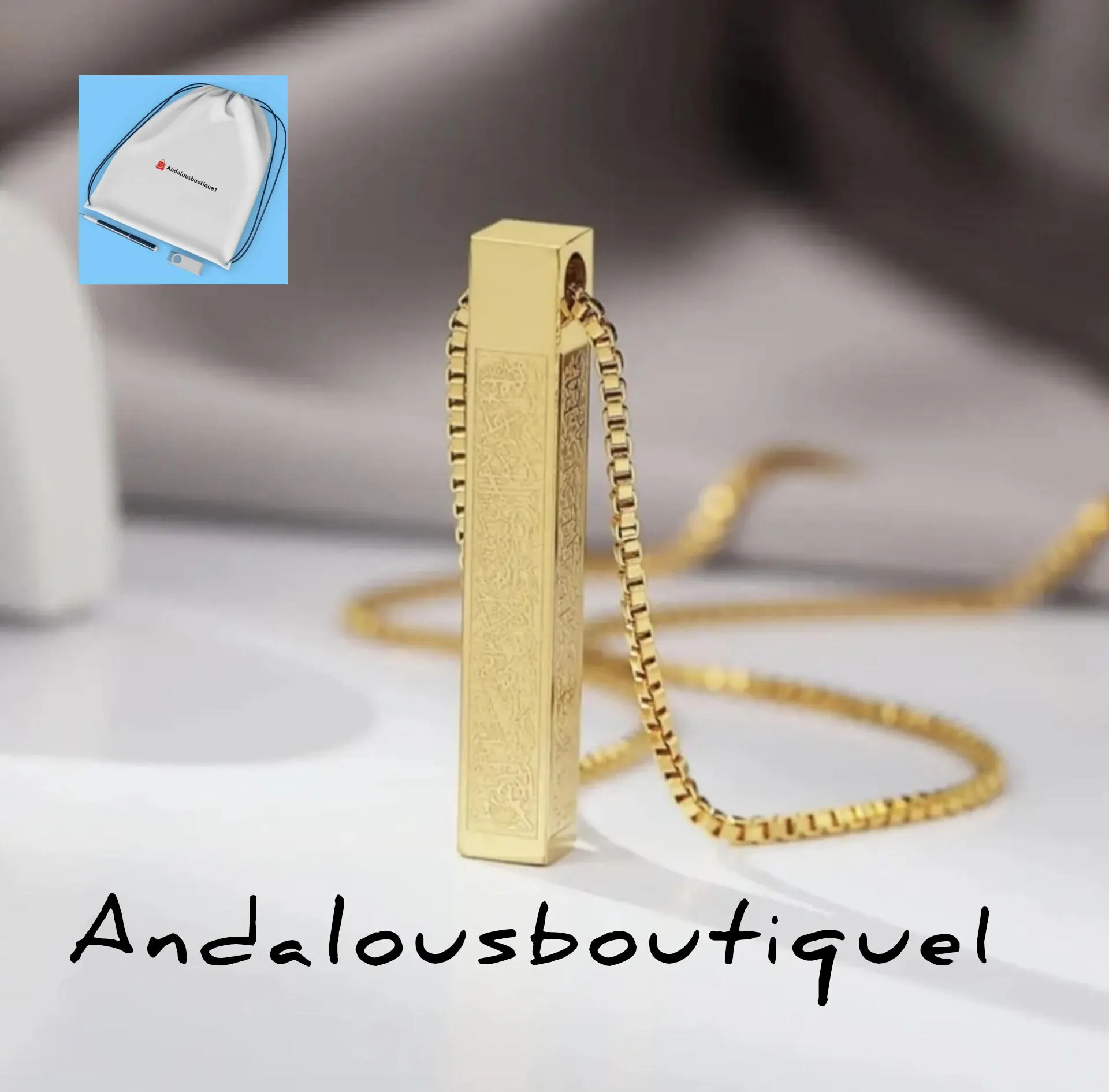 Ayatul Kursi Necklace: Gold Plated Islamic Pendant - image 4