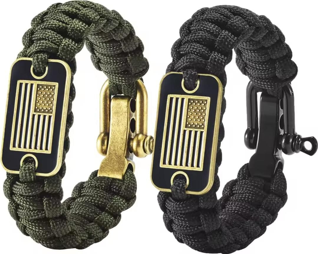 Parcord  adjustable buckle with us flag. gift for military. tactical survival bracelets for men. - image 3