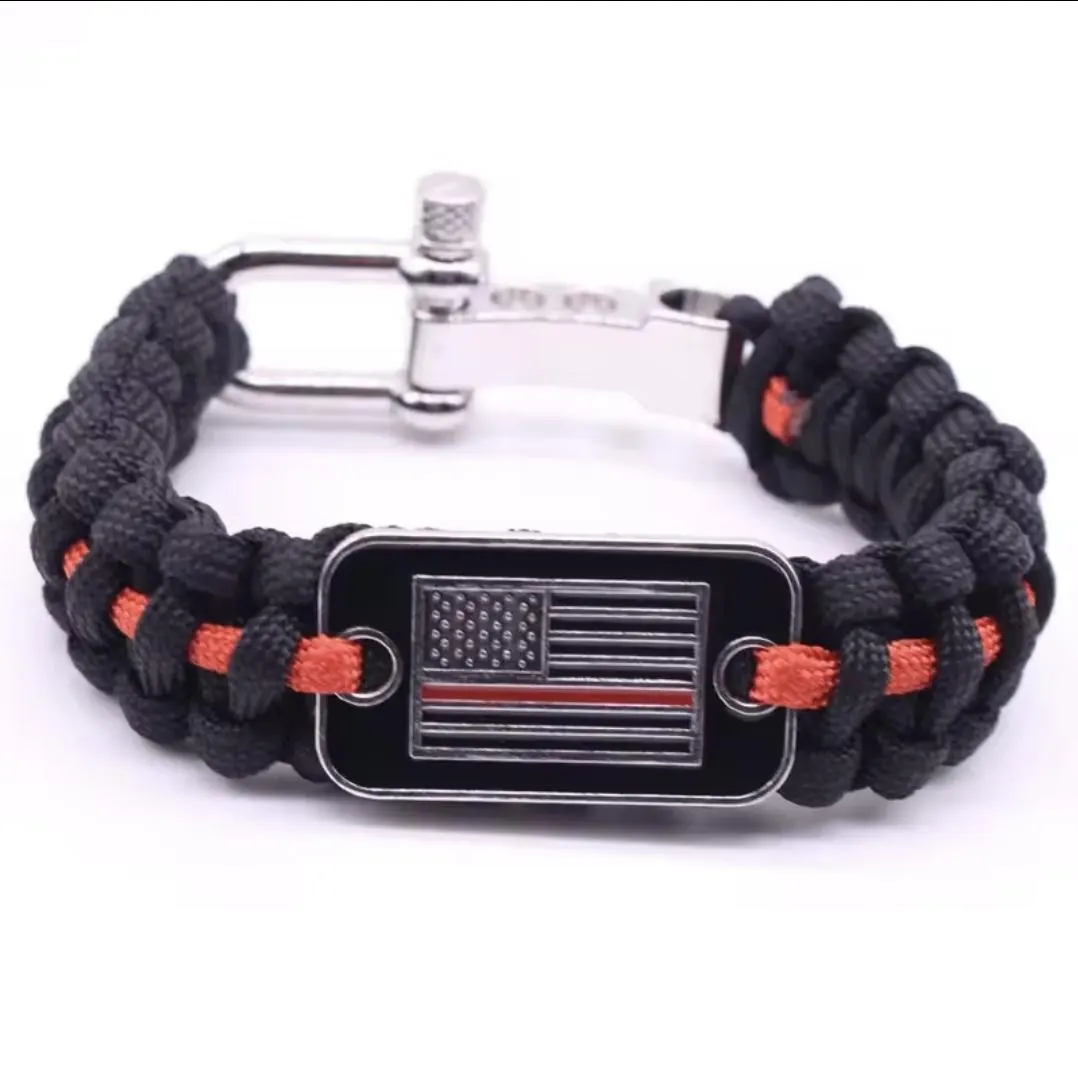 Parcord  adjustable buckle with us flag. gift for military. tactical survival bracelets for men. - image 5