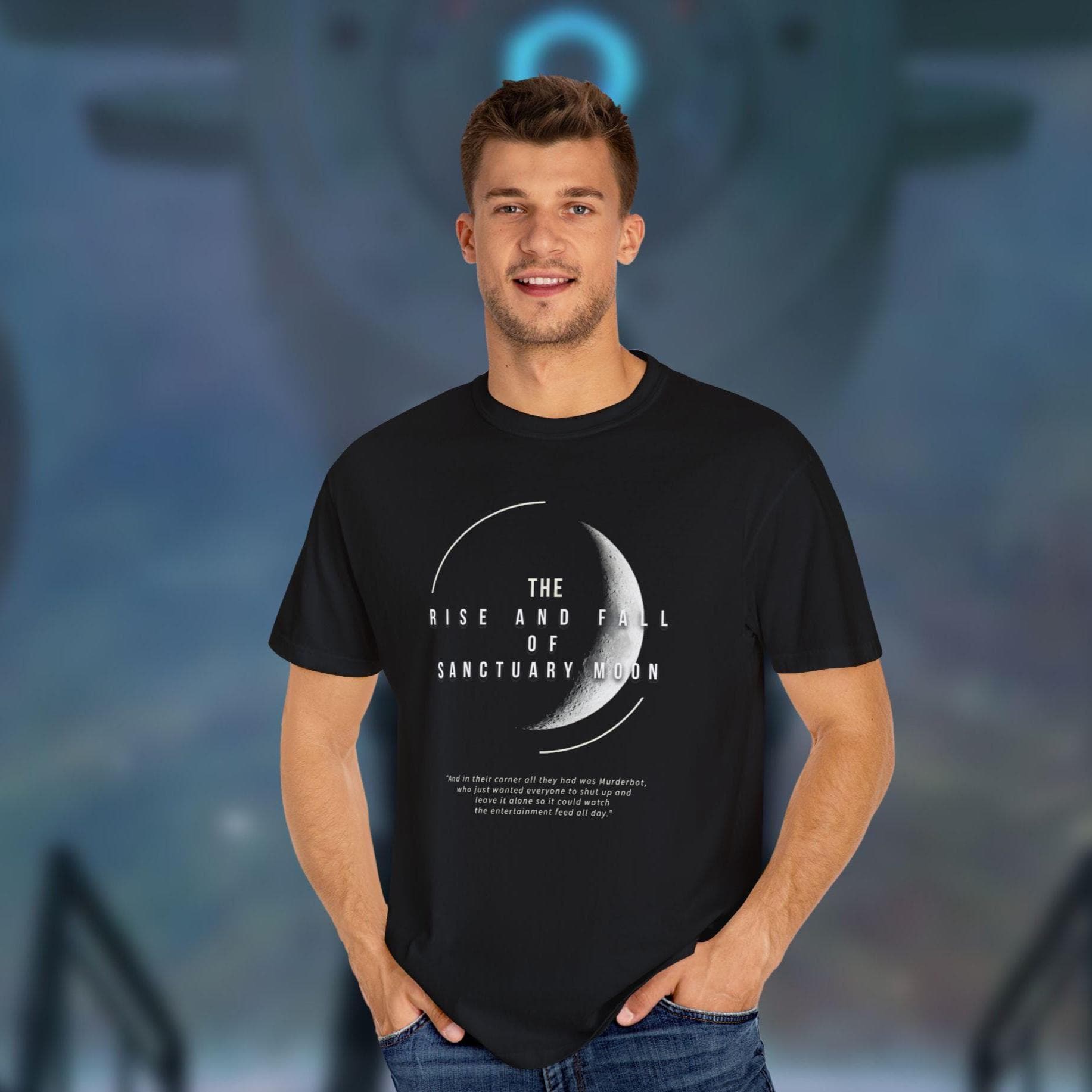 Murderbot Diaries T-Shirt: Sanctuary Moon Book Quote - image 4