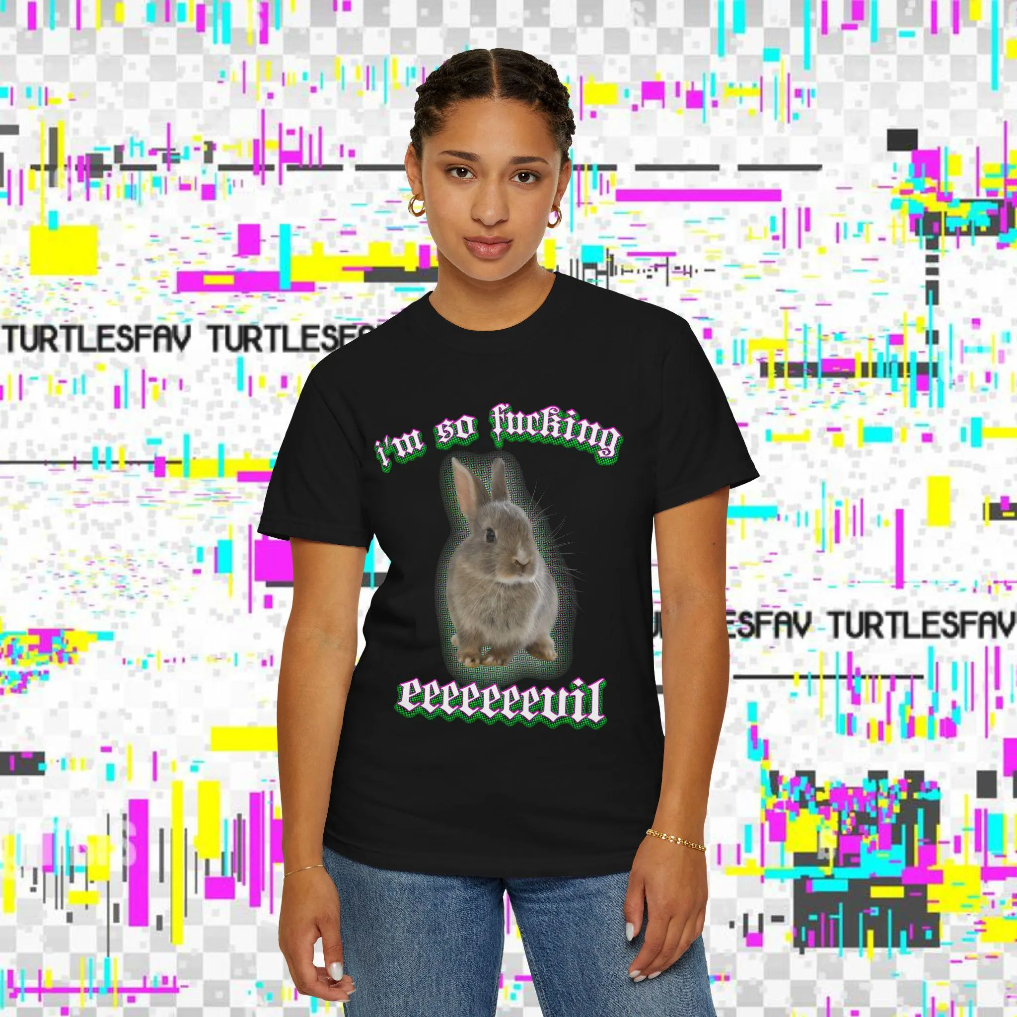 I'm So Fucking Eeeeeevil bunny T-shirt | Dark Cute Goth Graphic Tee - image 4