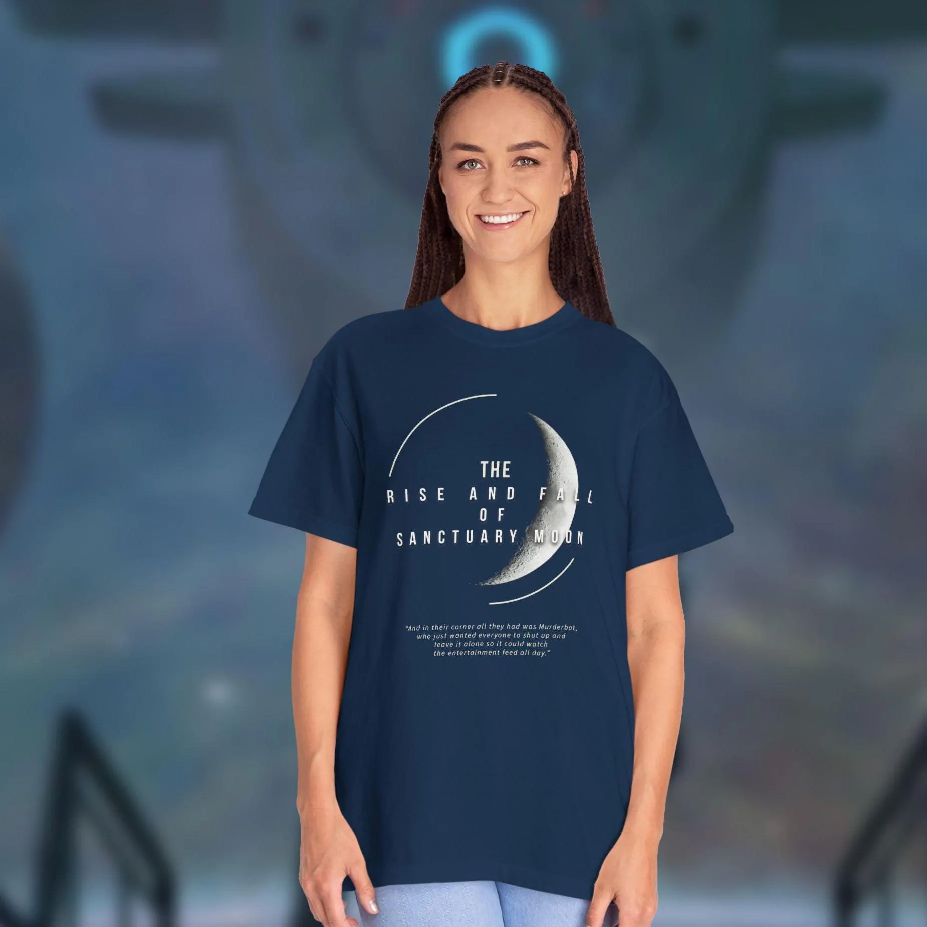 Murderbot Diaries T-Shirt: Sanctuary Moon Book Quote - image 5