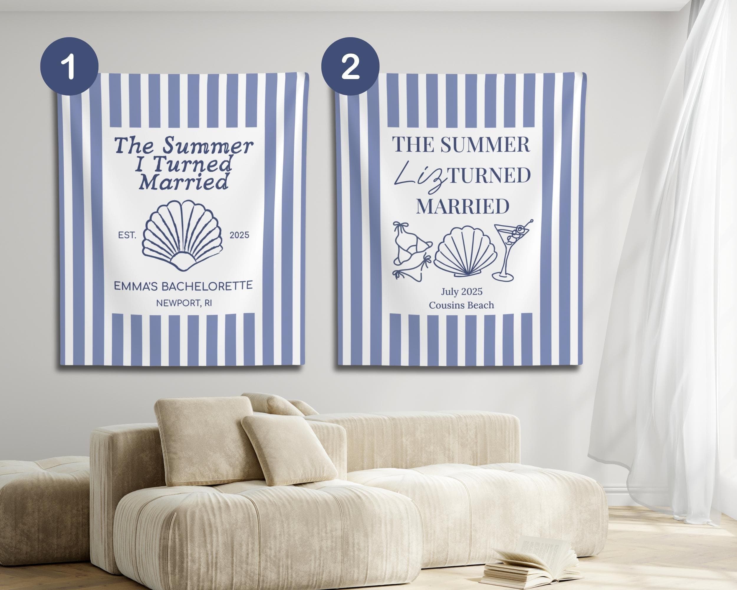 Personalized Bachelorette Banner: Beach Theme Tapestry Wall Hanging - image 4