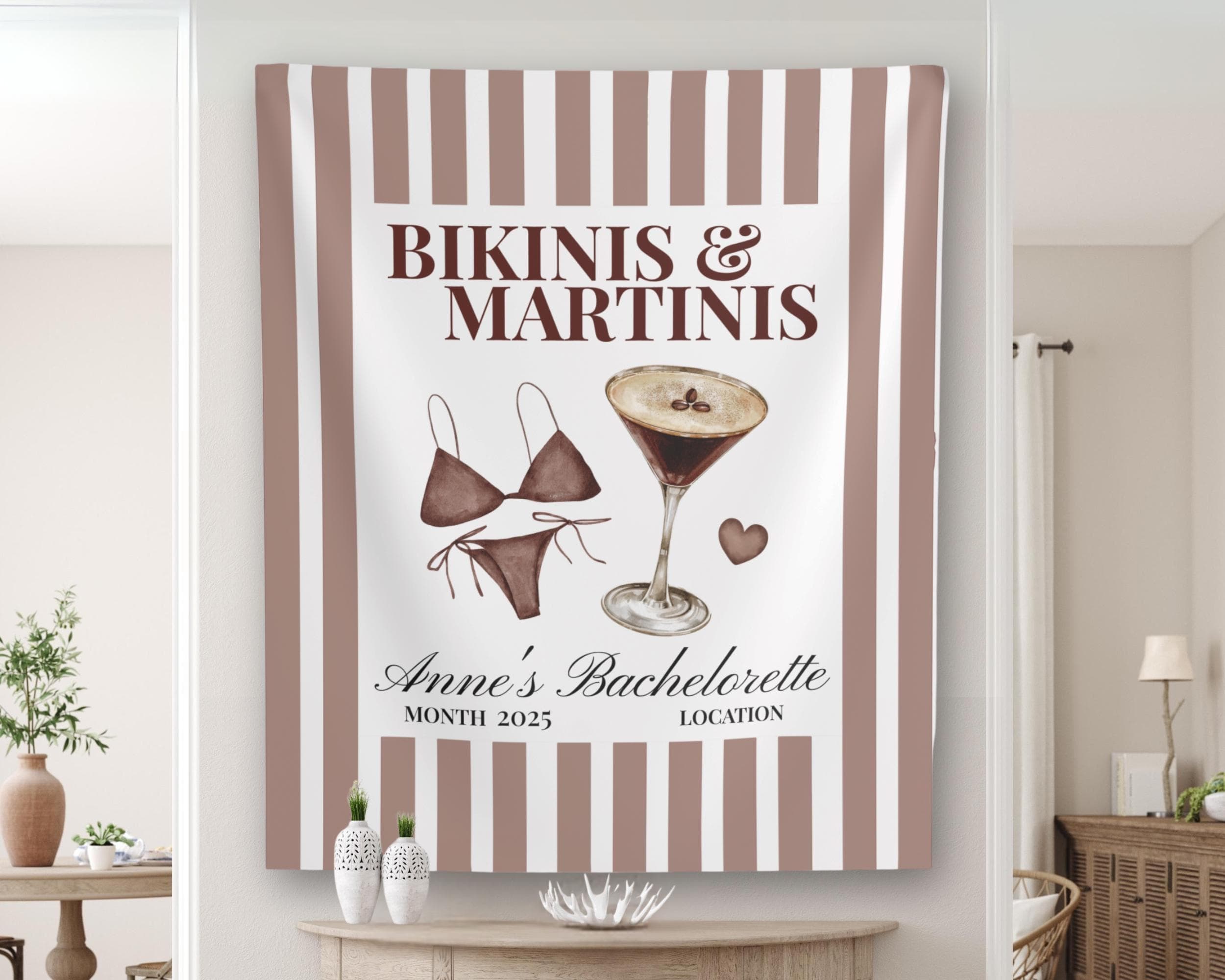 Custom Bikinis and Martinis Tapestry, Bachelorette Banner Martini And Matrimony, Bikini Martini Bachelorette Party Decor Wall Hanging Sign - image 5