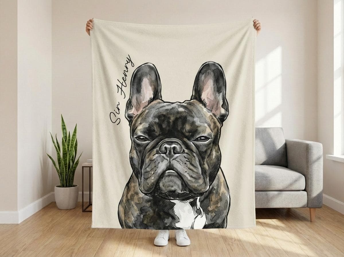 Pet Memory Gift Blanket, Custom Cat Portrait Keepsake, Watercolor Photo Cat Portrait, Dog Memorial Gifts, Pets Portrait Throw Blankets Gift - image 5