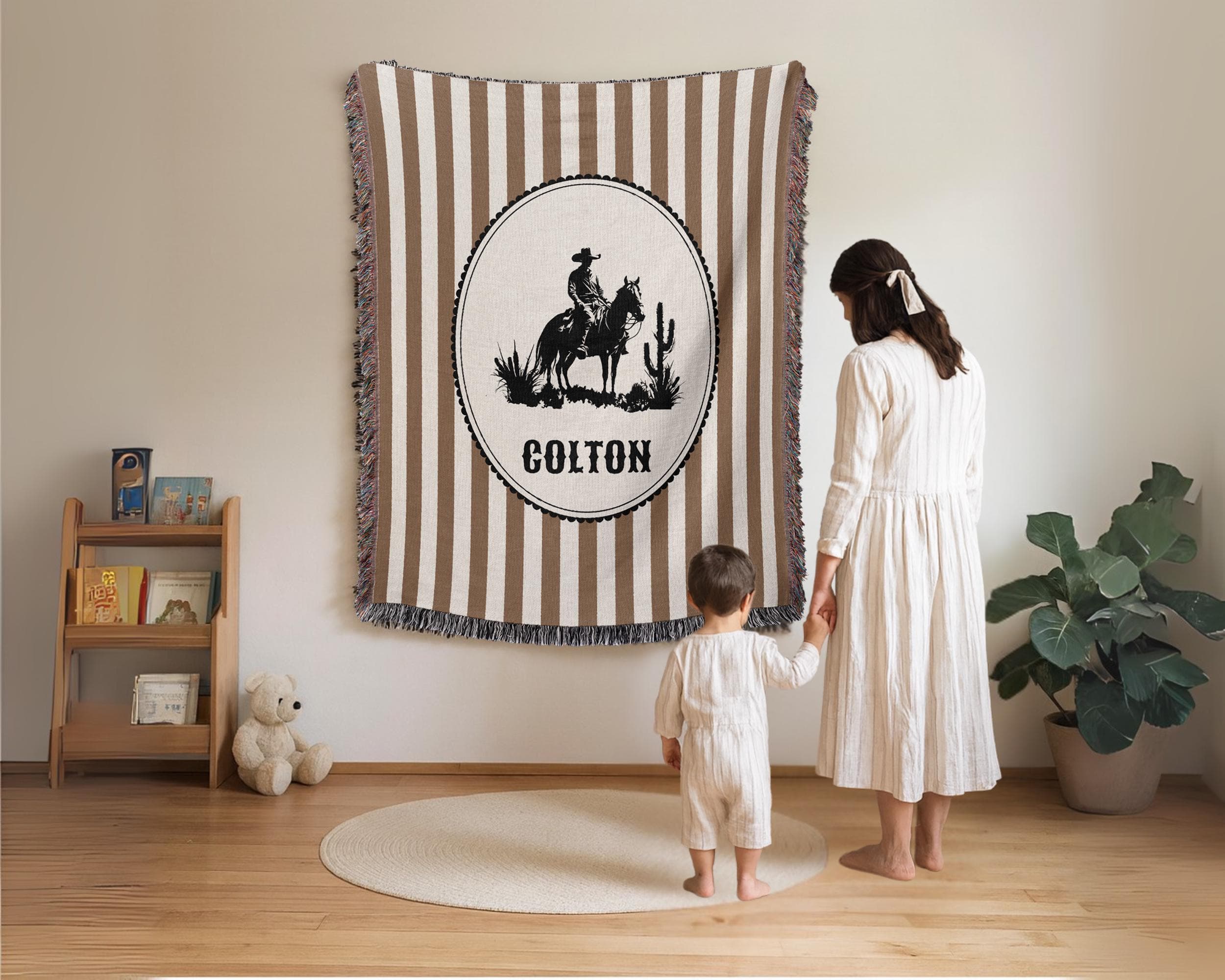 Vintage Western Baby Blanket, Personalized Cowboy Nursery Throw, Black Friday Gift, Custom Name Blanket - image 4