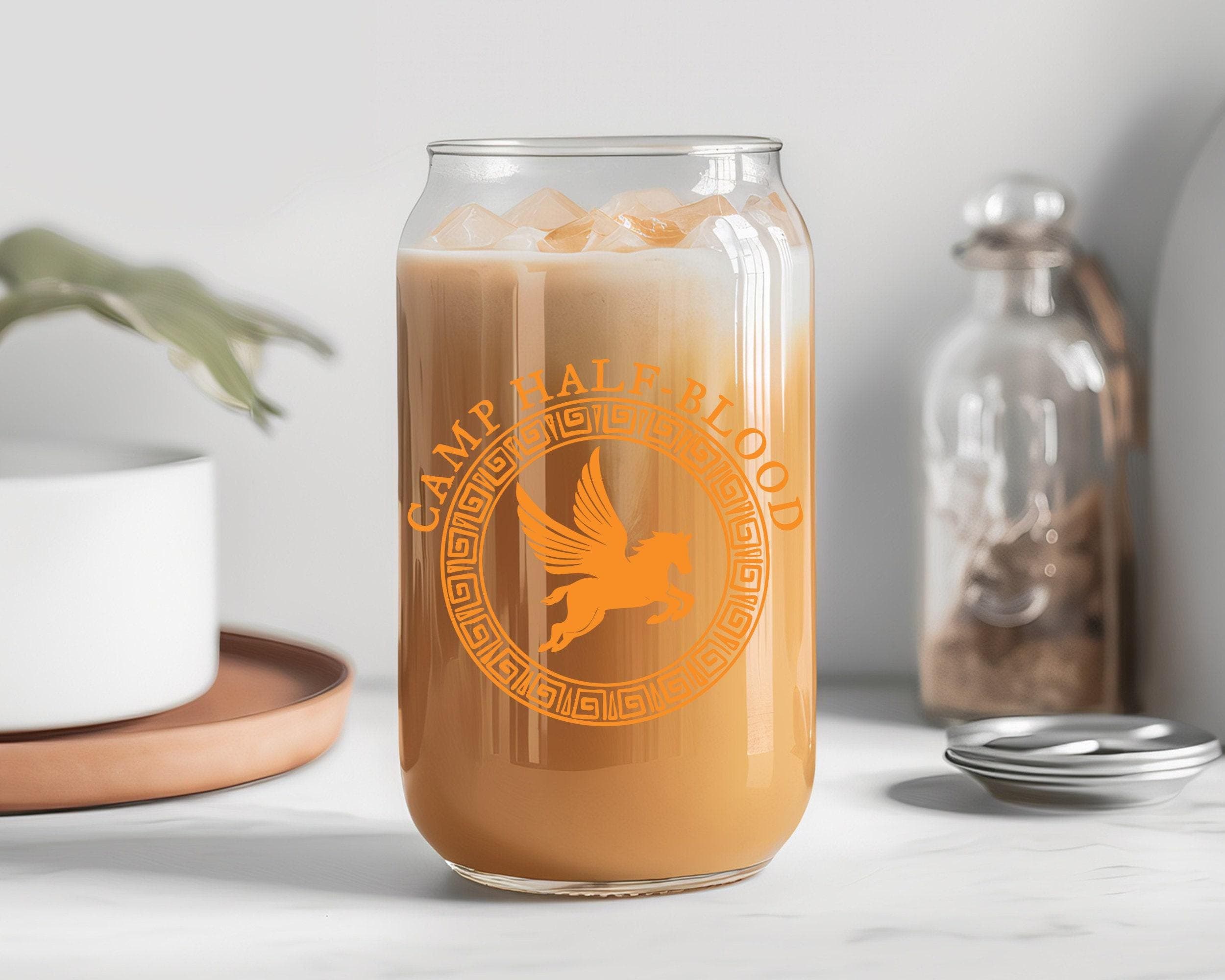 Camp Half-Blood Tumbler: Book Lover Gift, Frosted Glass, Bamboo Lid - image 4