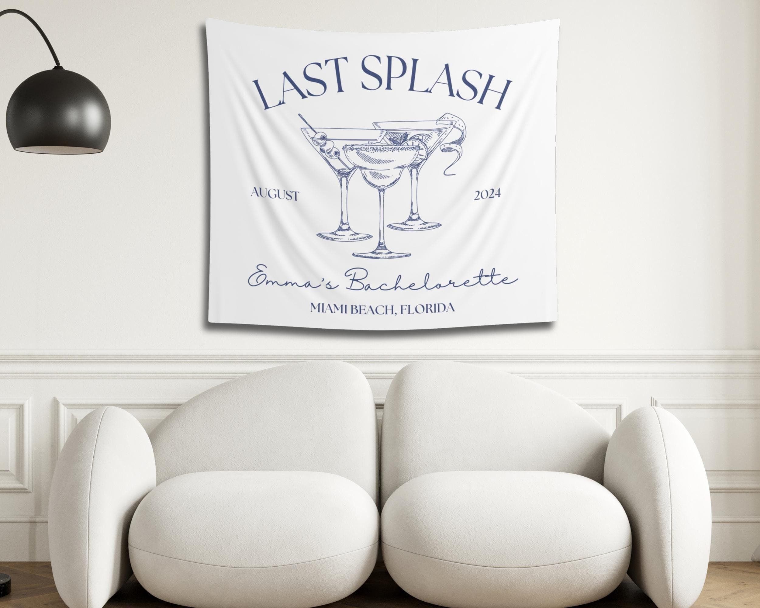 Last Splash Bachelorette Tapestry: Custom Coastal Party Backdrop