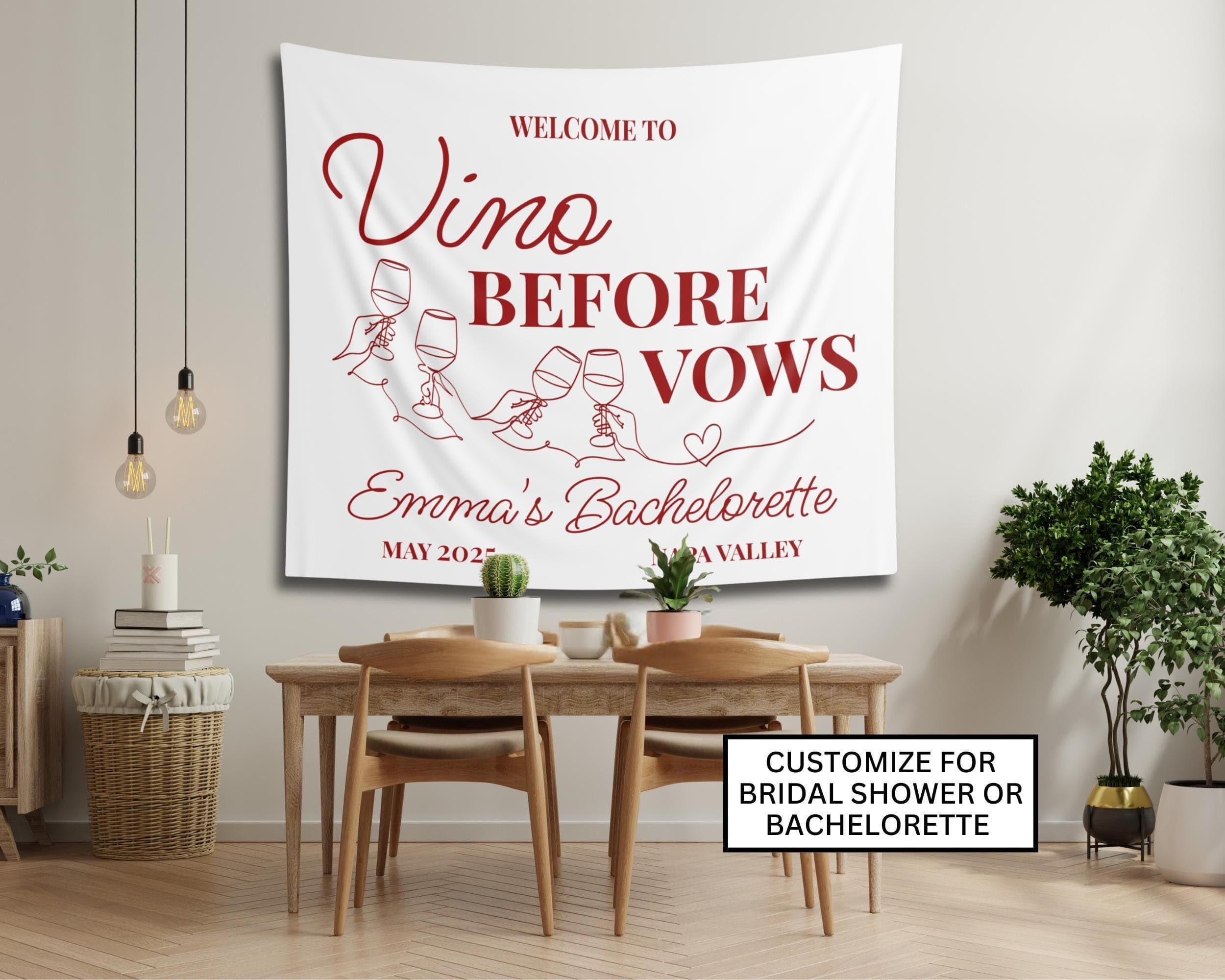 Vino Before Vows Tapestry: Wine Bachelorette Party Banner - image 5