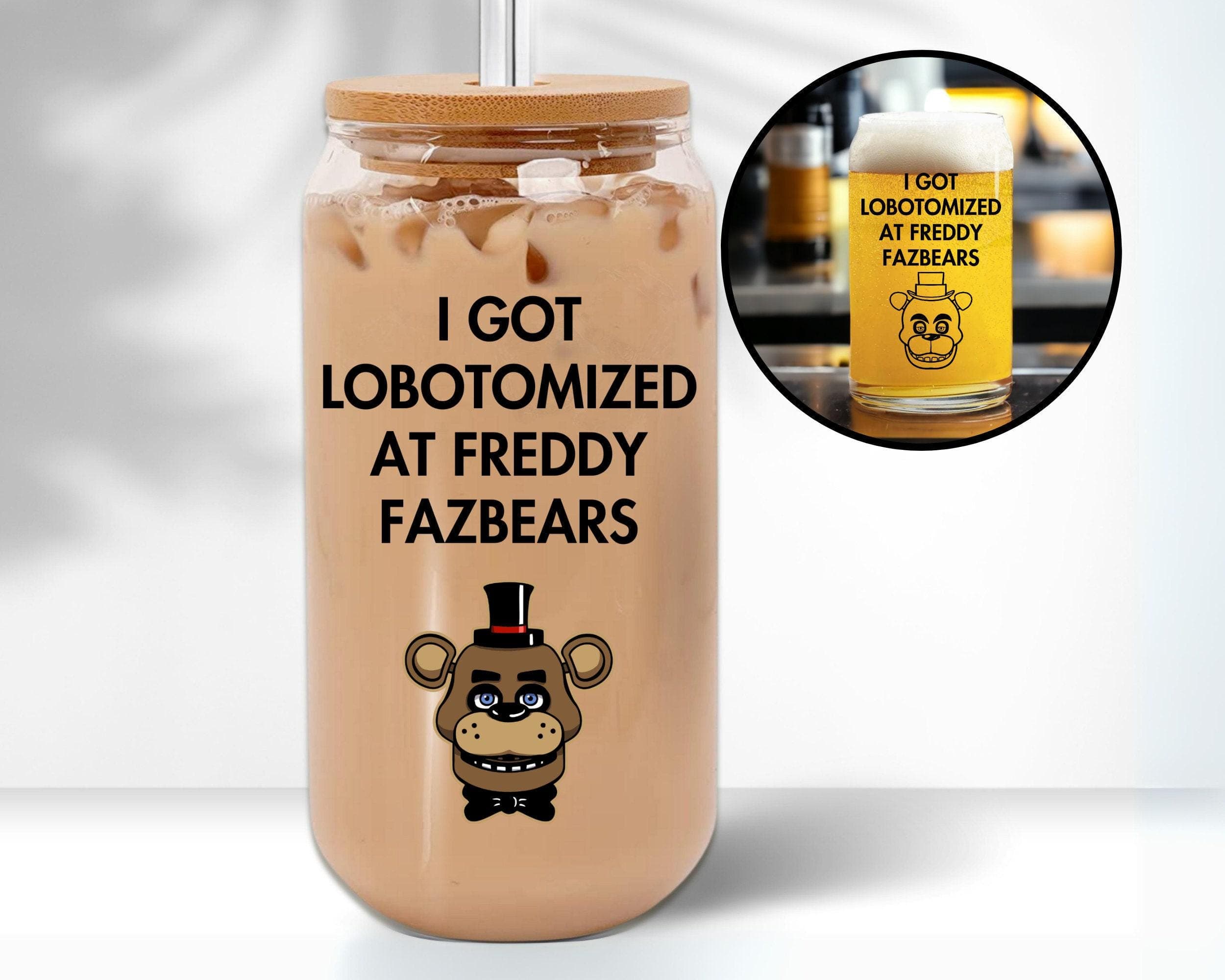 Fnaf Glass Tumbler, Five Nights Video Game Merch, Freddy Iced Coffee Tumbler, Gift For Him,Halloween Video Game Gift, Game Cup Birthday Gift