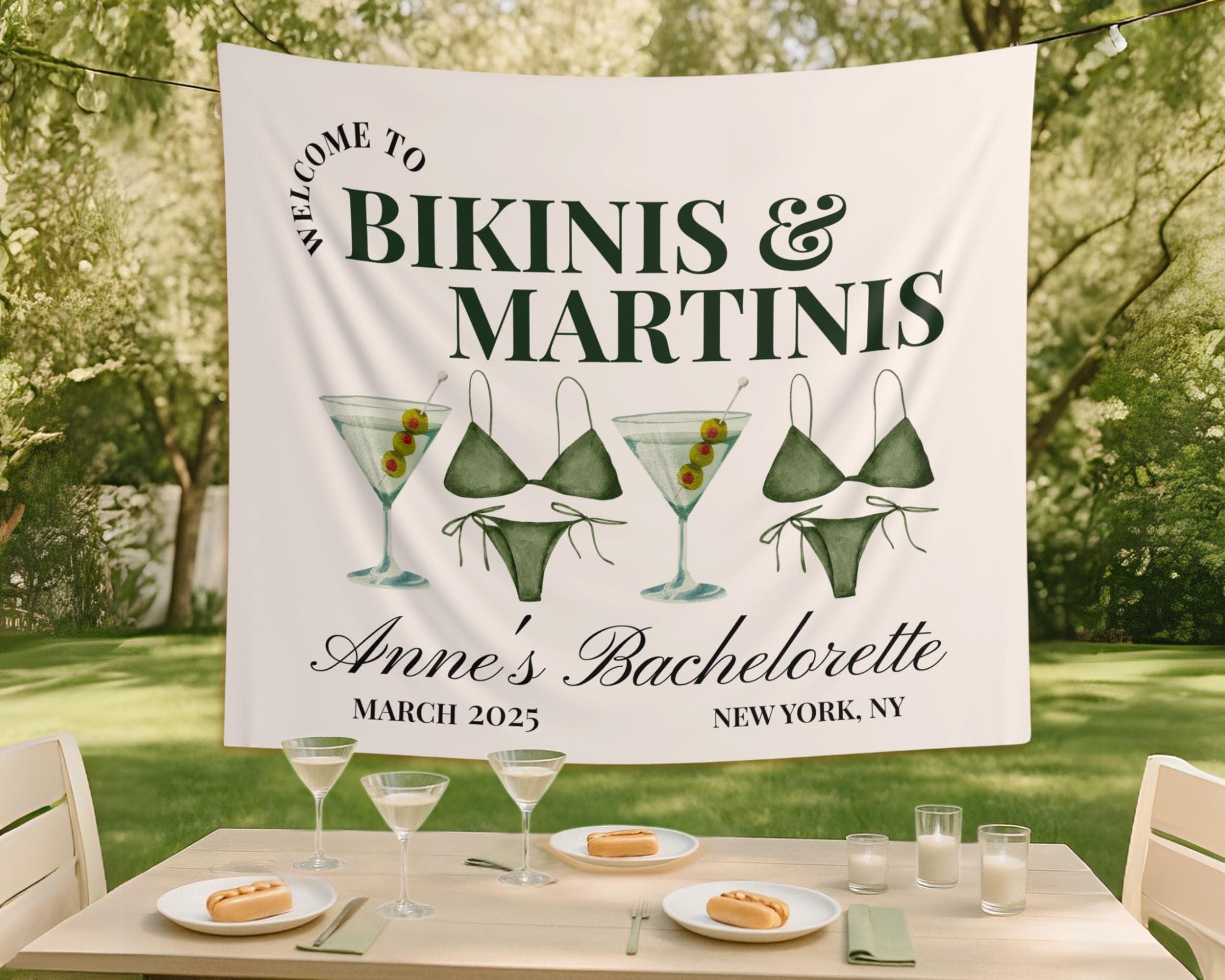 Bikinis and martinis bachelorette sign, Bachelorette Party Banner, Martini Bachelorette Banner, tinis and martinis bachelorette, Bach flag - image 5