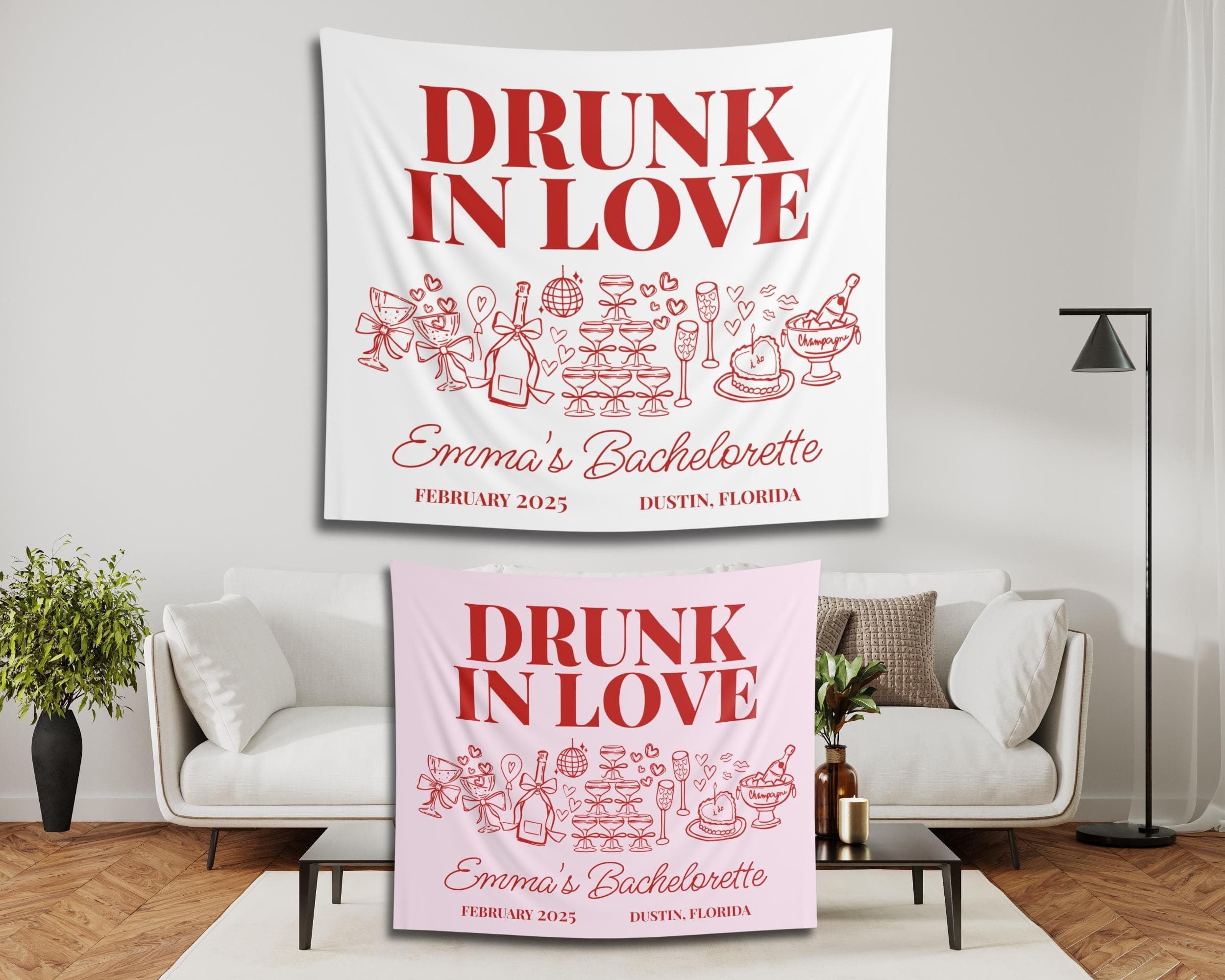 Personalized Bachelorette Party Tapestry: Drunk in Love Banner - image 4