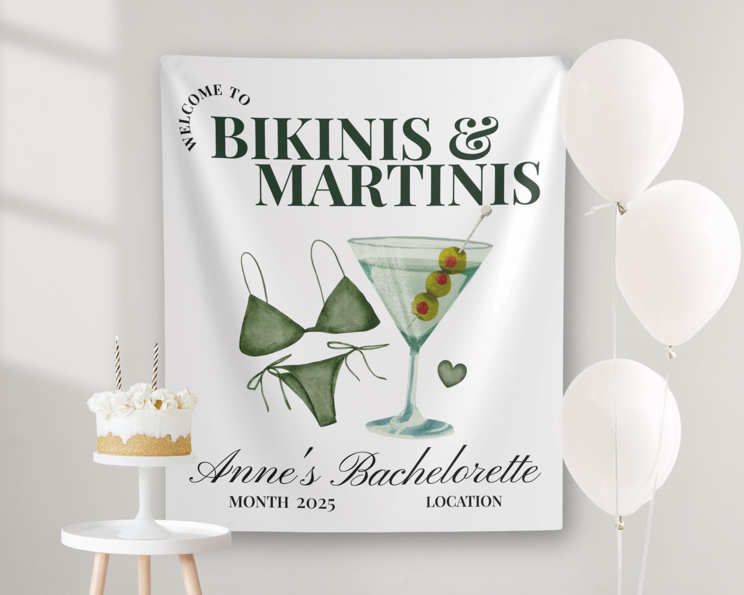 Bikinis And Martinis Banner Bachelorette Party Tapestry, Bikinis Martinis Banner,tinis and martinis bachelorette, Beach Bachelorette Banner